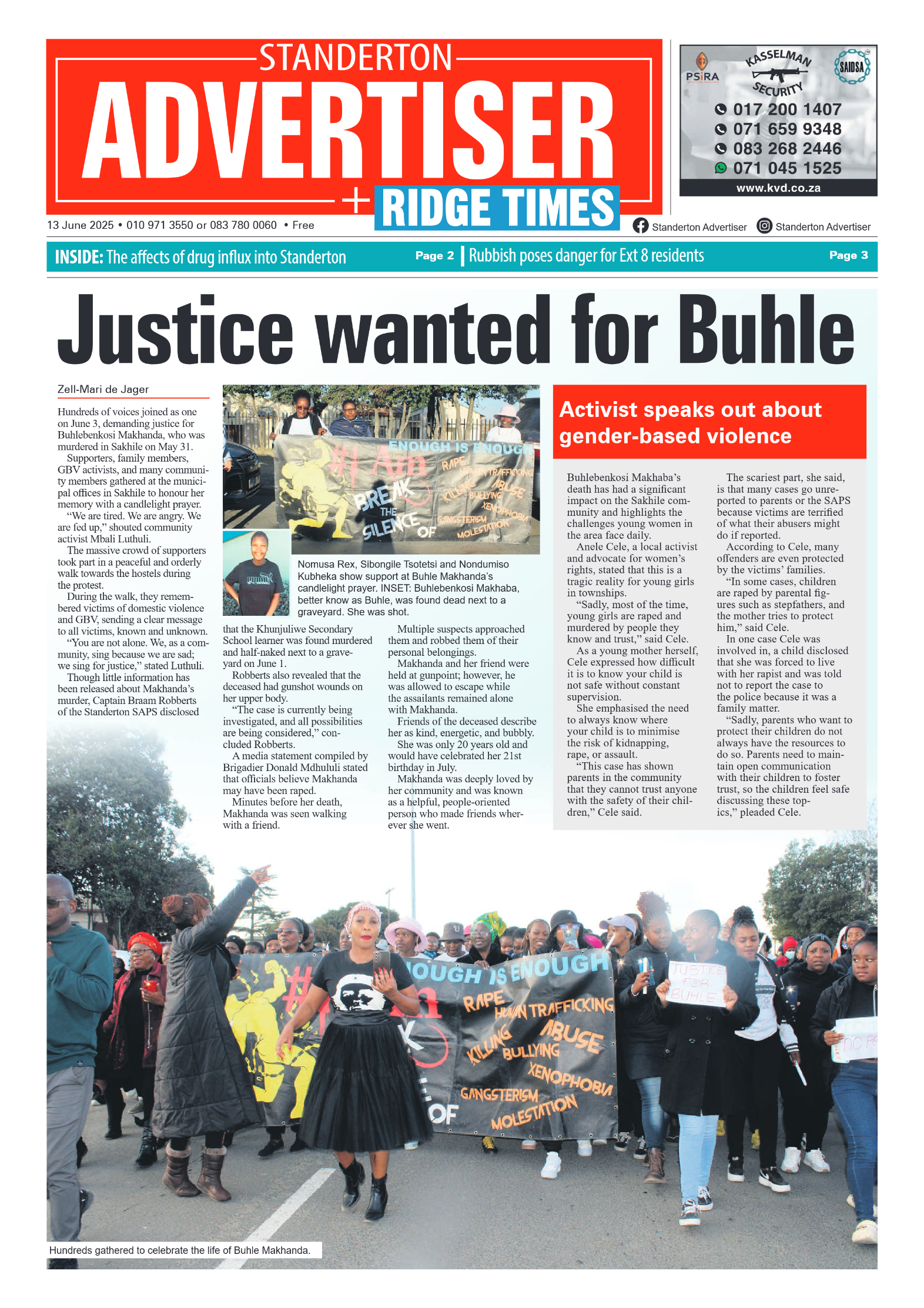 Standerton Advertiser 13 June 2025 page 1