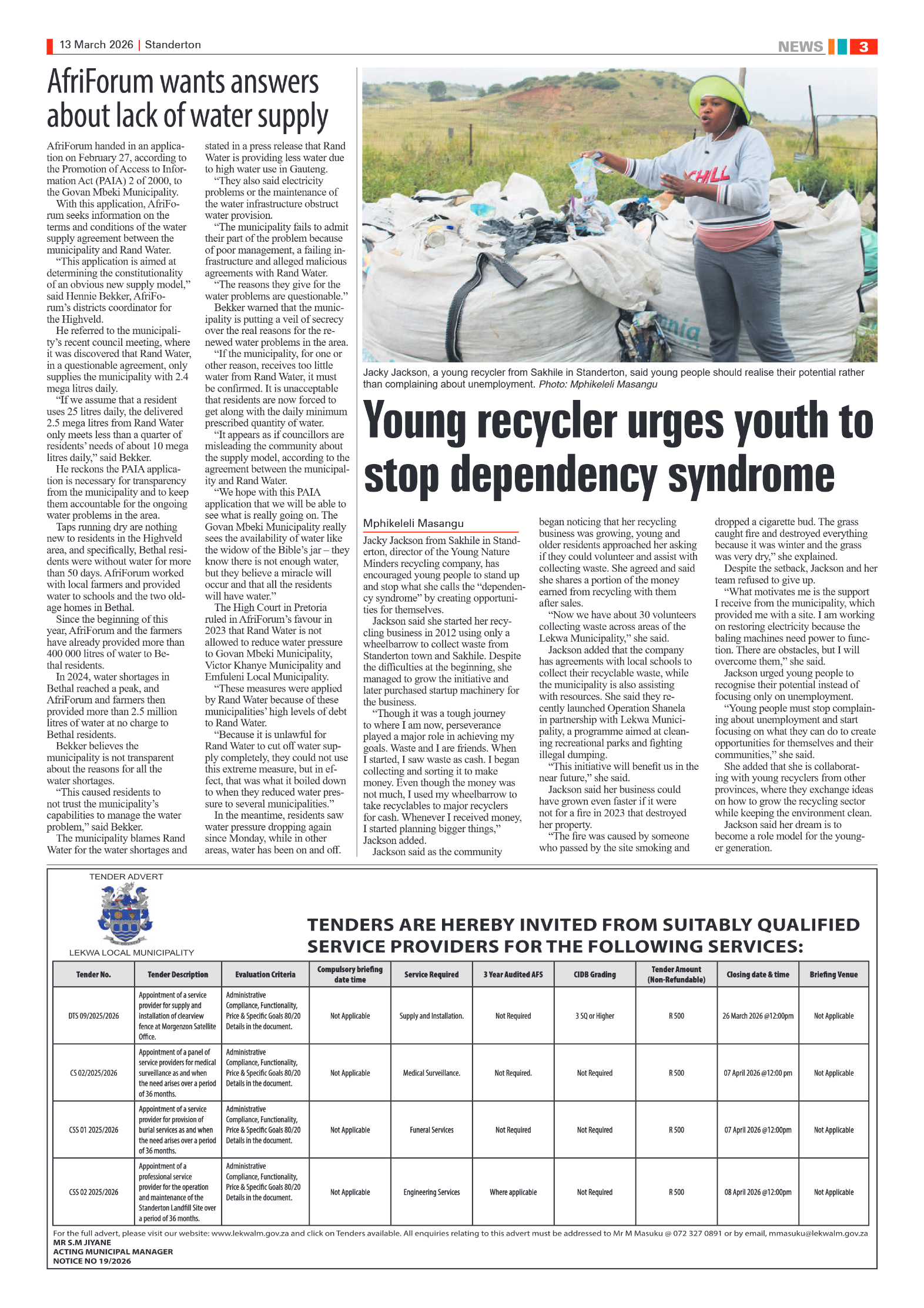 Standerton Advertiser 13 March 2026 page 3