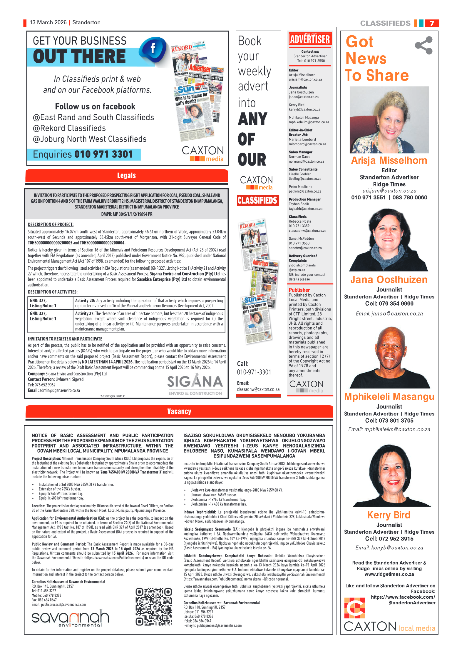 Standerton Advertiser 13 March 2026 page 7