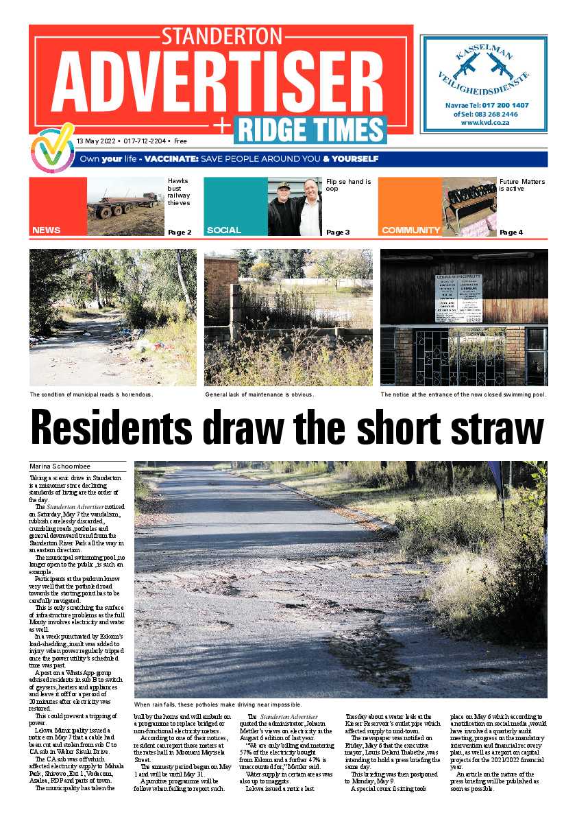 Standerton Advertiser 13 May 2022 page 1