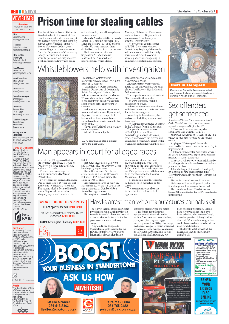 Standerton Advertiser 13 October 2023 page 2
