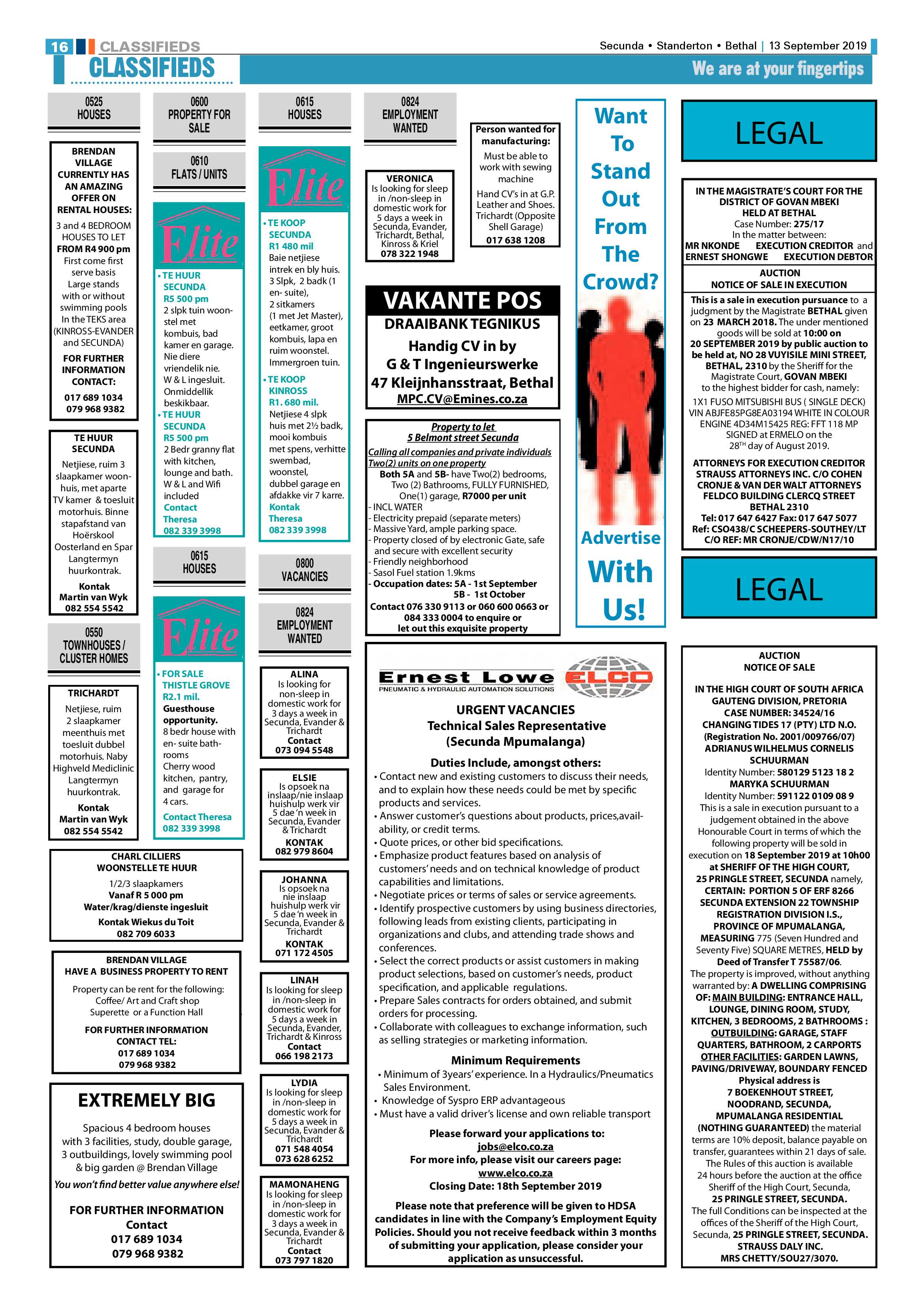 Standerton Advertiser 13 September 2019 page 20