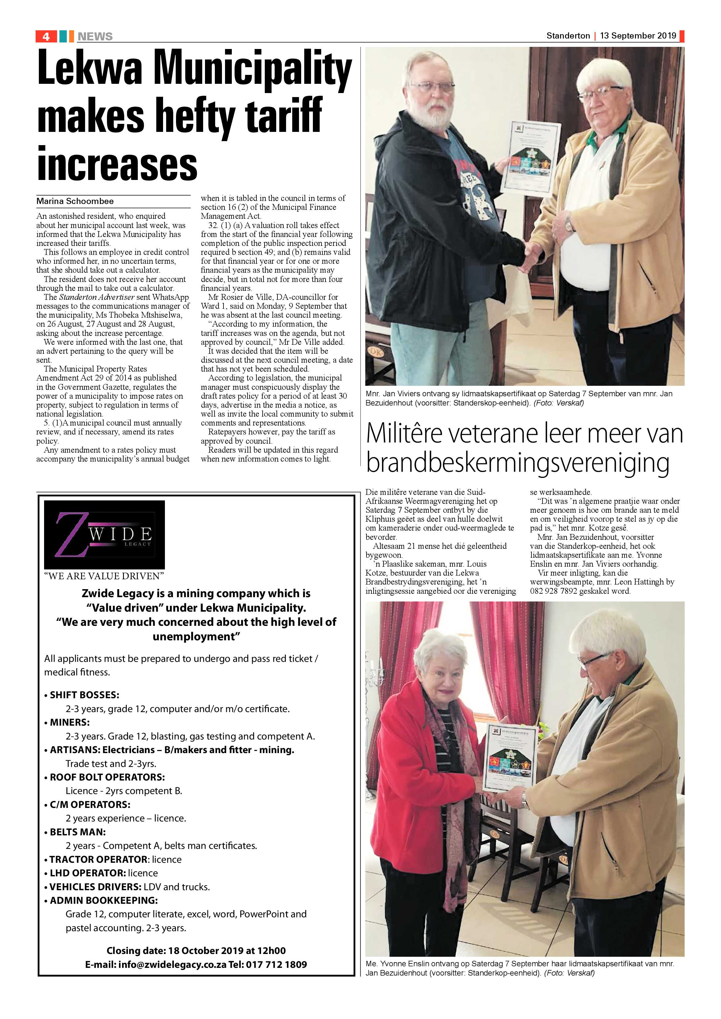 Standerton Advertiser 13 September 2019 page 4