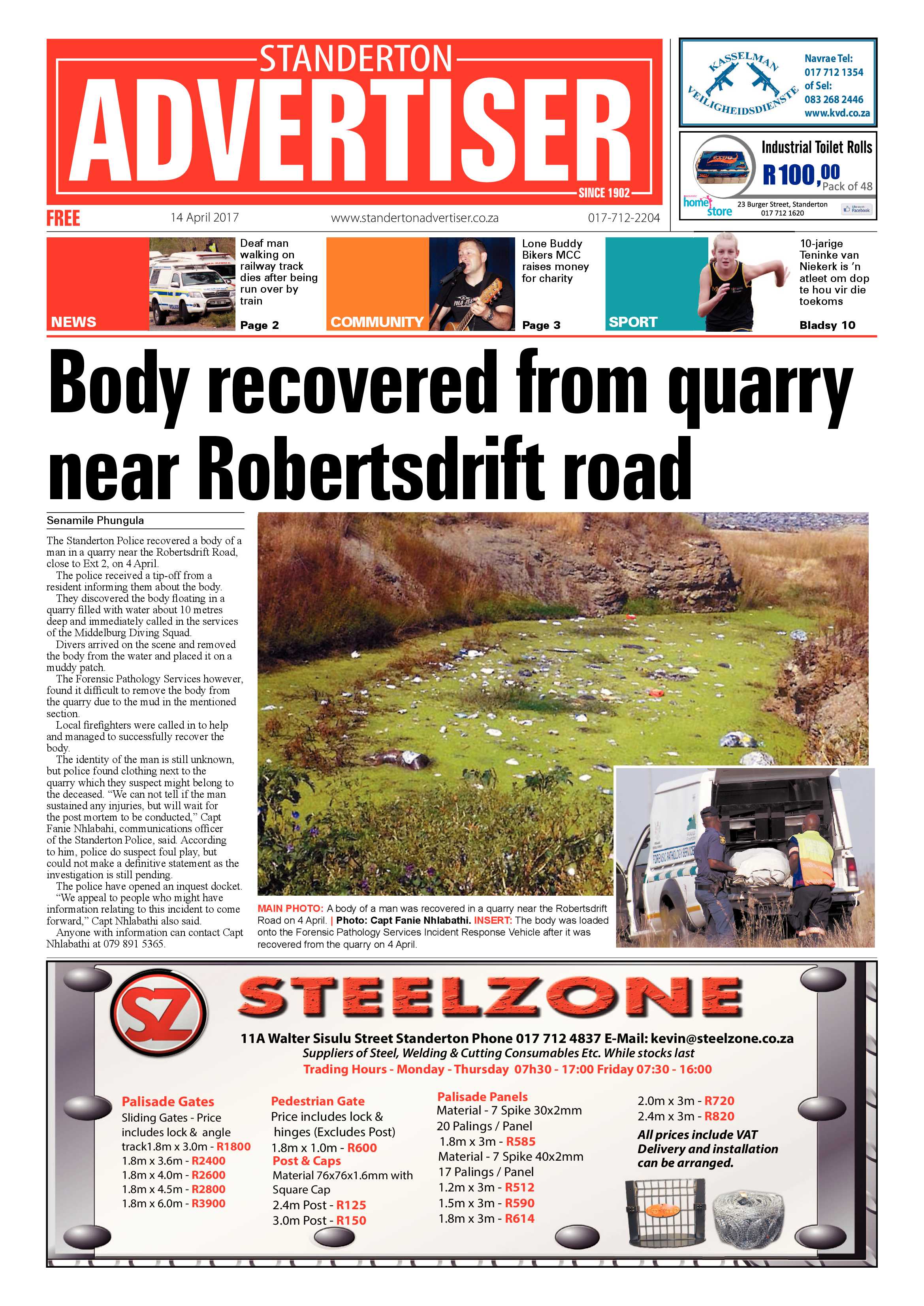 Standerton Advertiser 14 April 2017 page 1