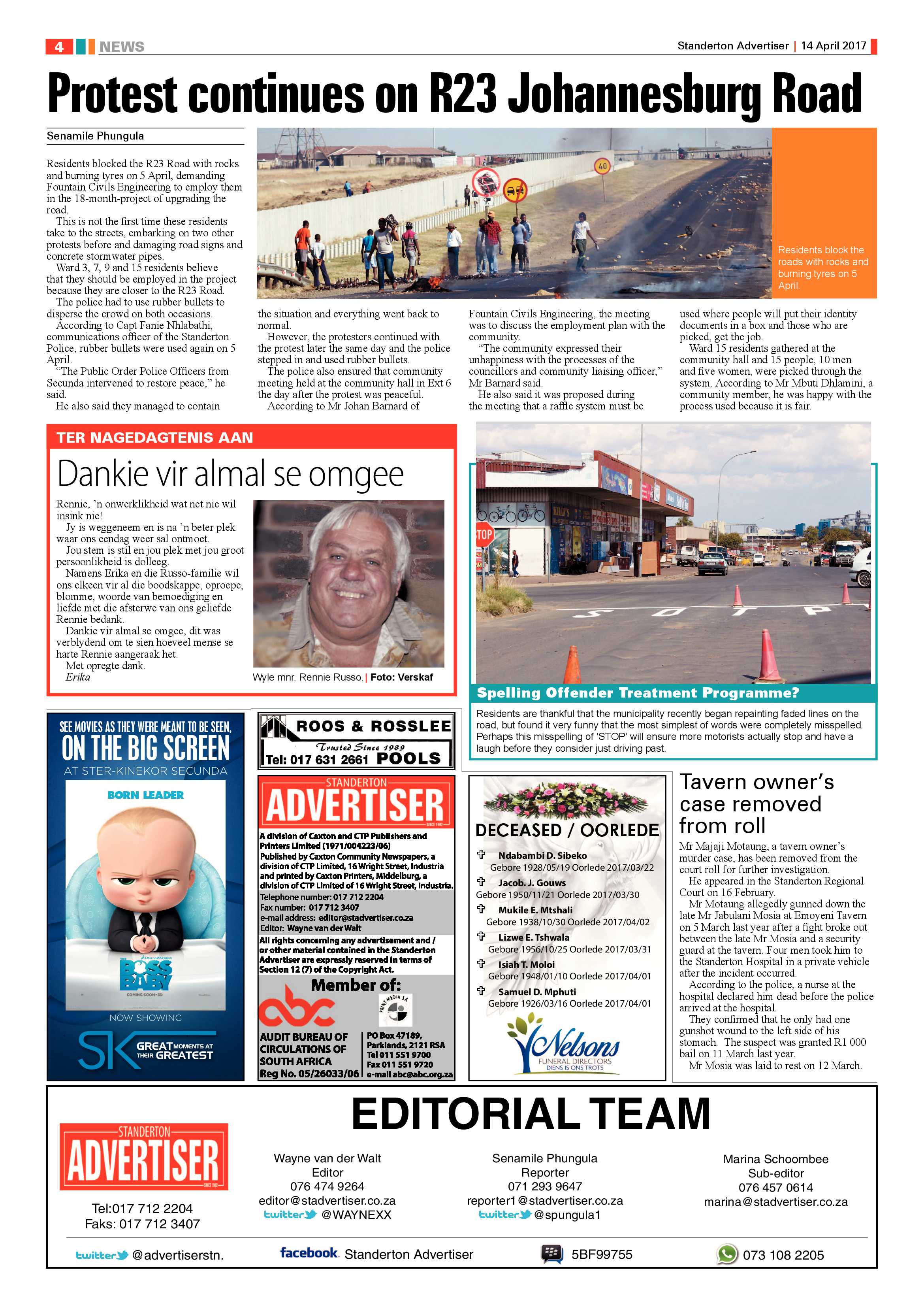 Standerton Advertiser 14 April 2017 page 4