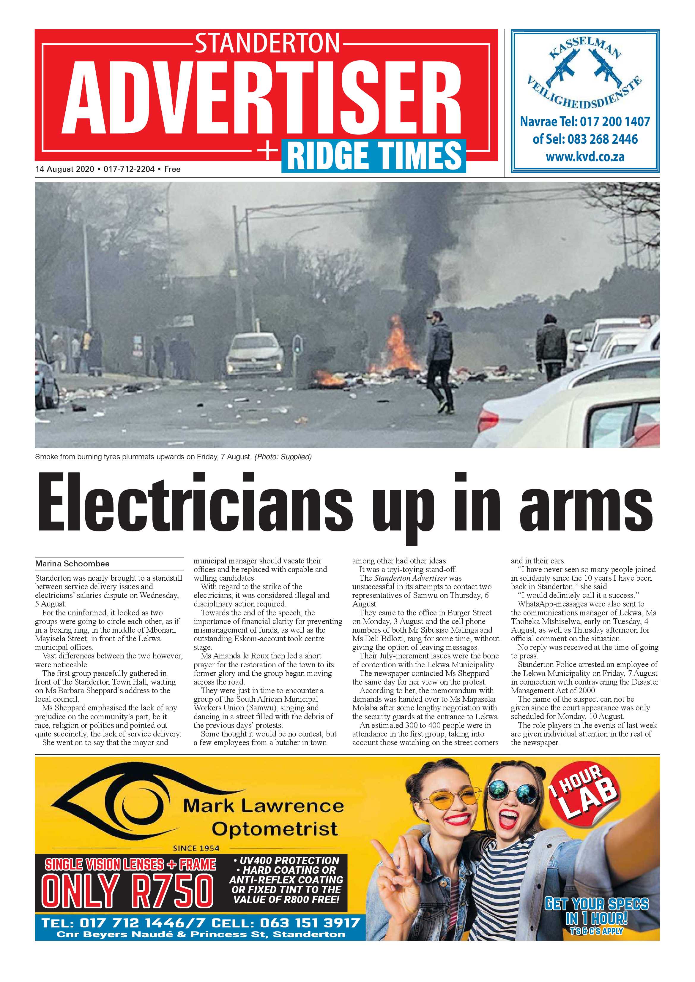 Standerton Advertiser 14 August 2020 page 1