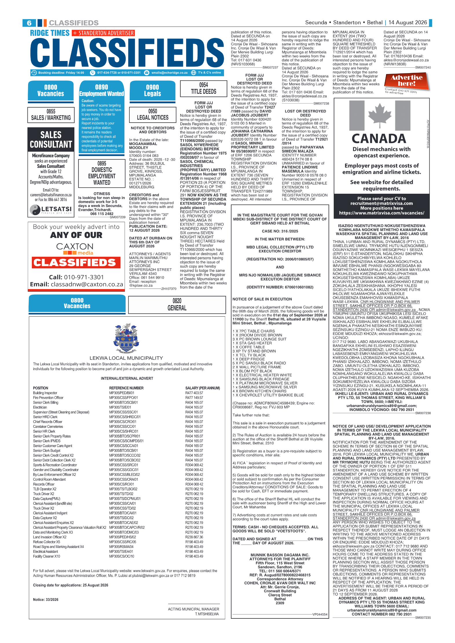 Standerton Advertiser 14 August 2026 page 6