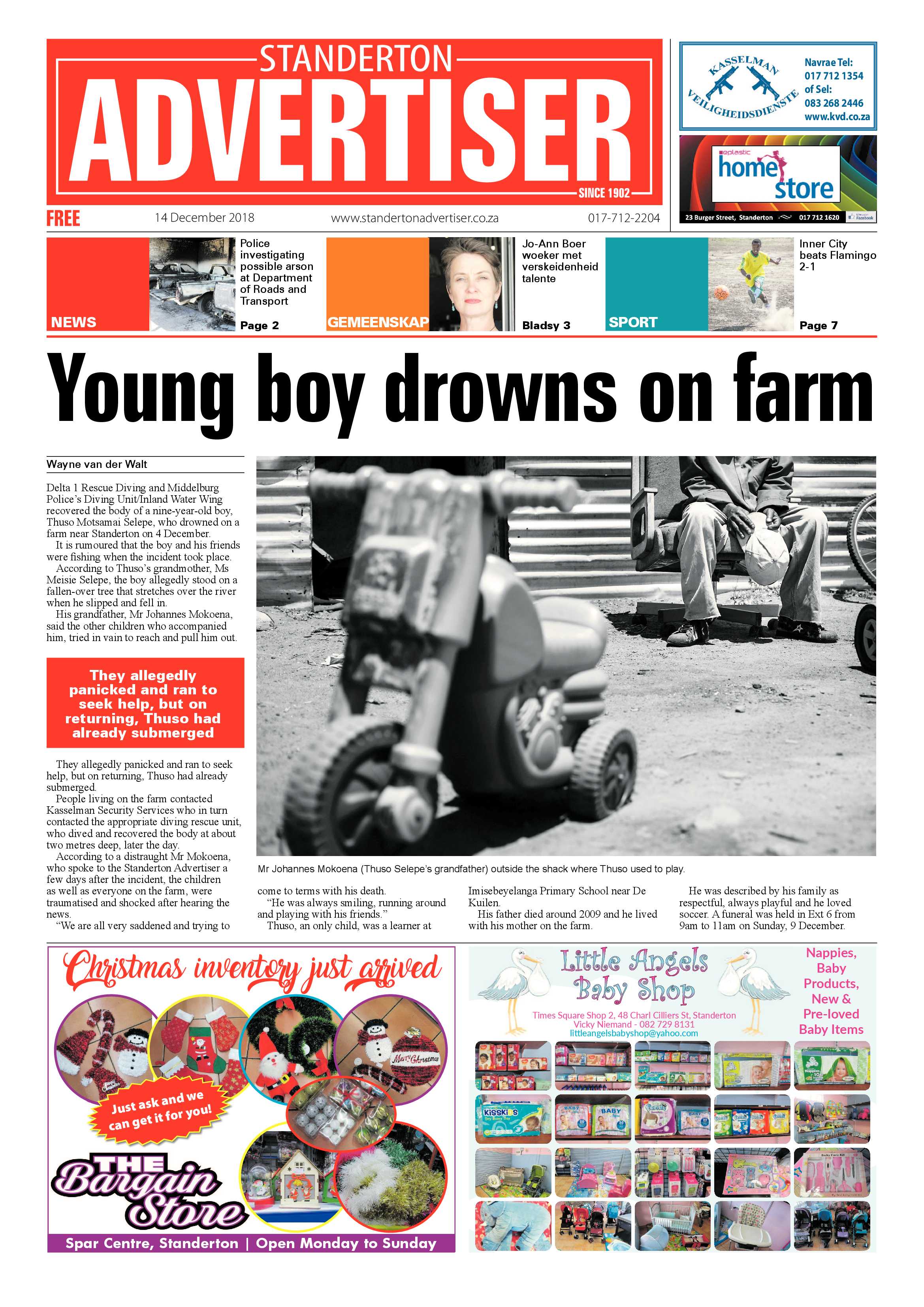 Standerton Advertiser 14 December 2018 page 1