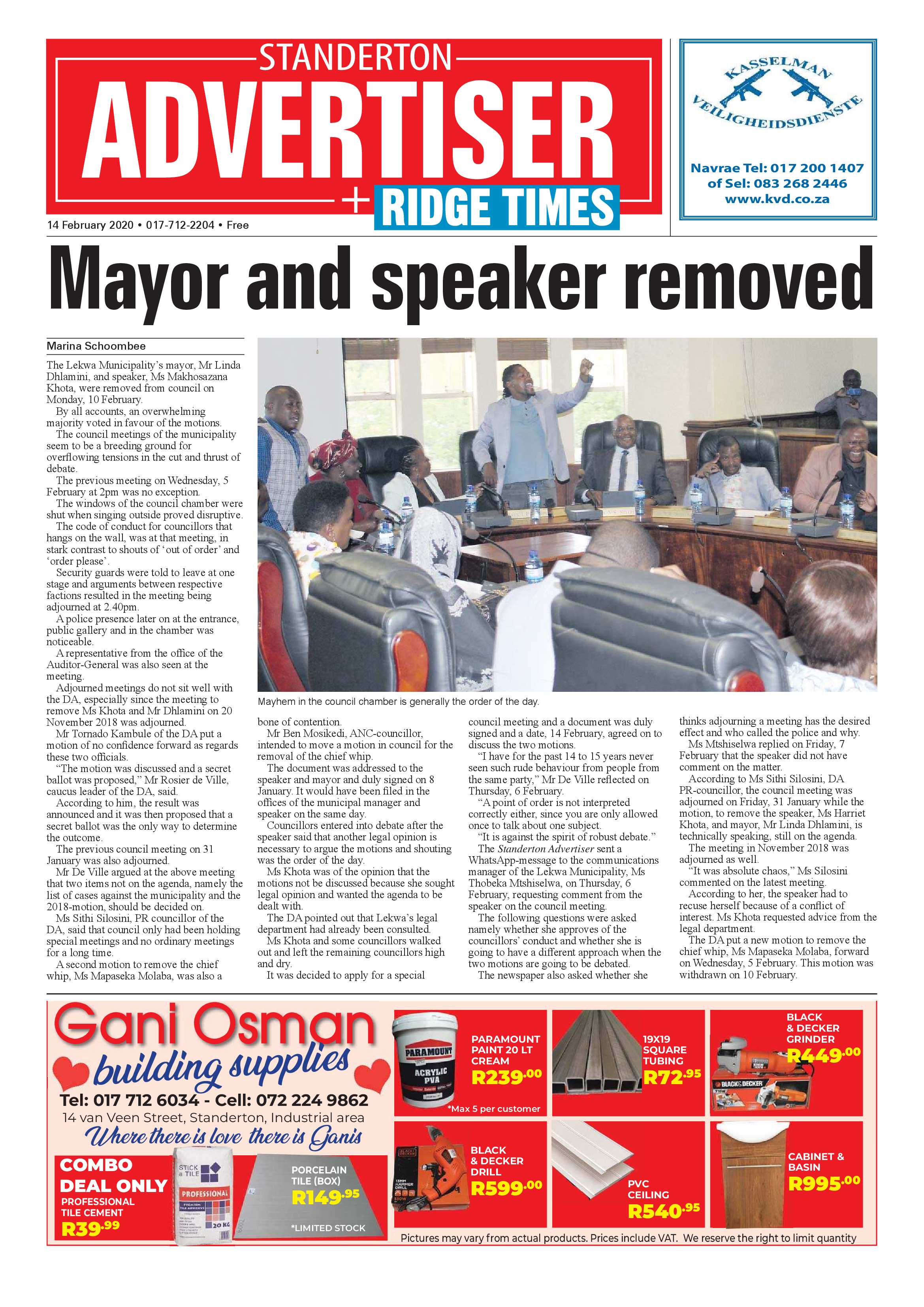 Standerton Advertiser 14 February 2020 page 1