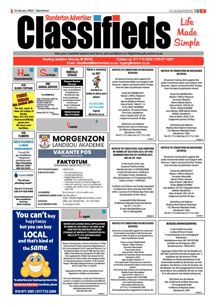 Standerton Advertiser 14 January 2022 page 7