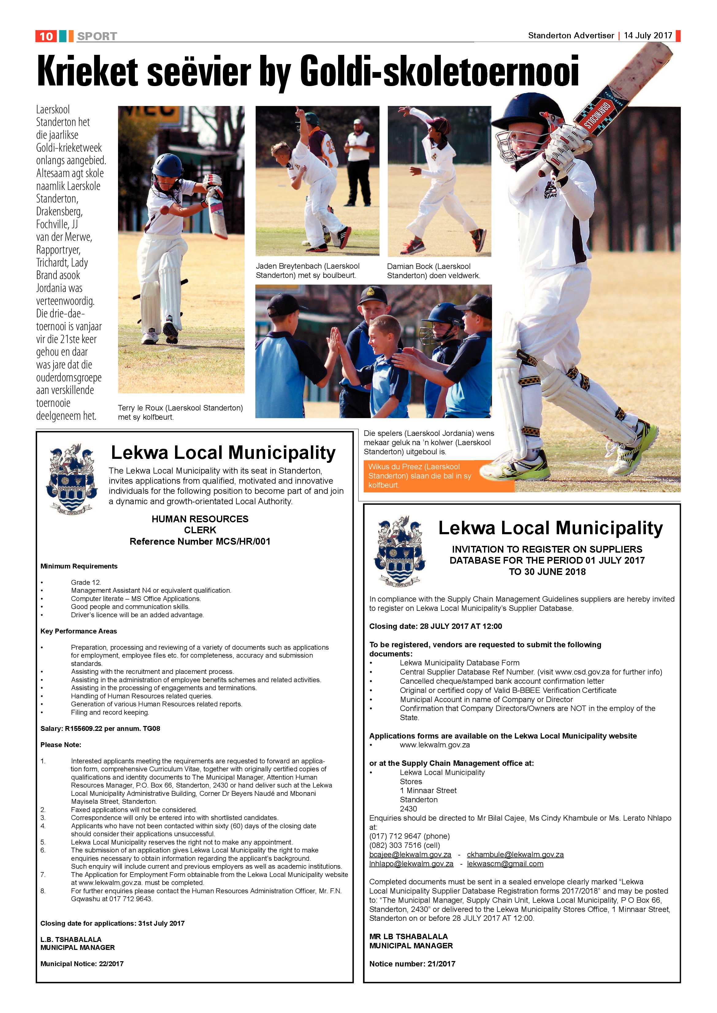 Standerton Advertiser 14 July 2017 page 10