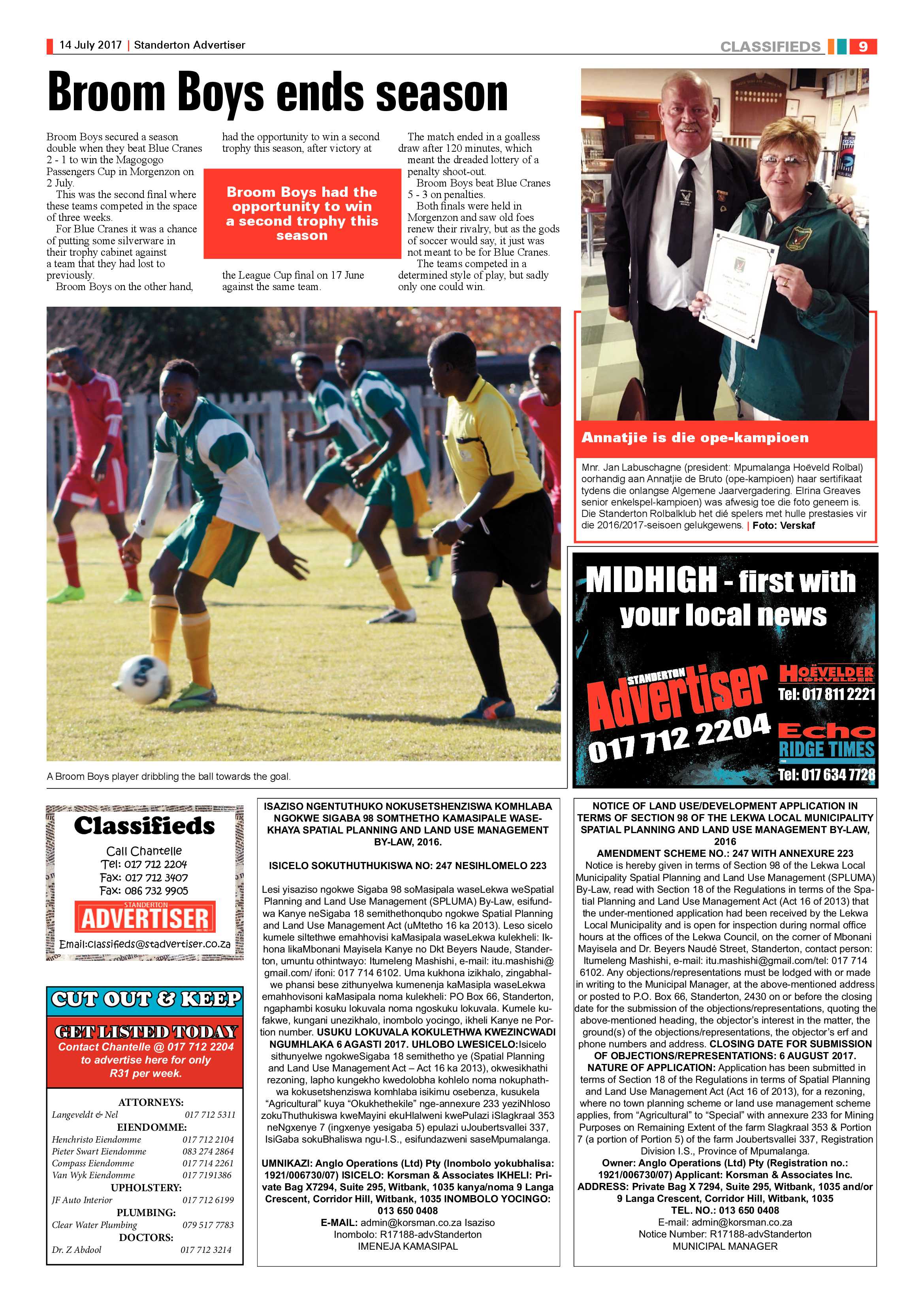 Standerton Advertiser 14 July 2017 page 9