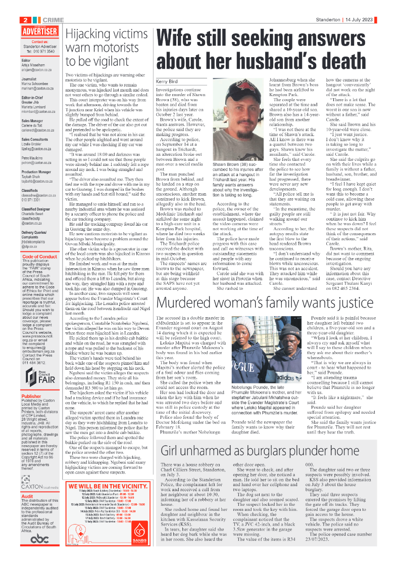 Standerton Advertiser 14 July 2023 page 2