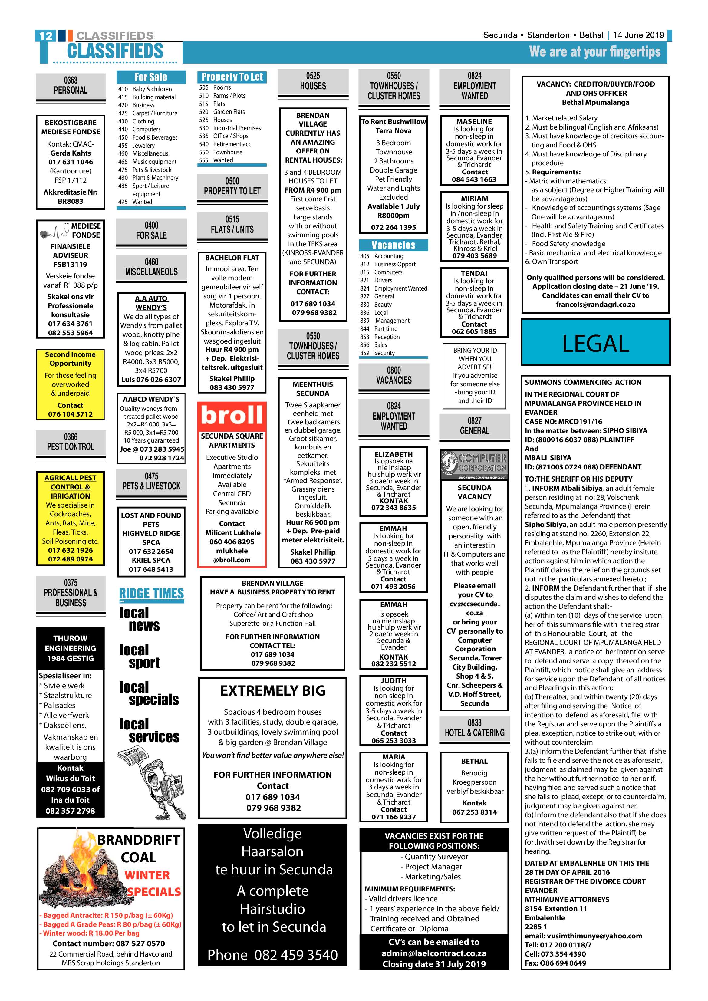 Standerton Advertiser 14 June 2019 page 16