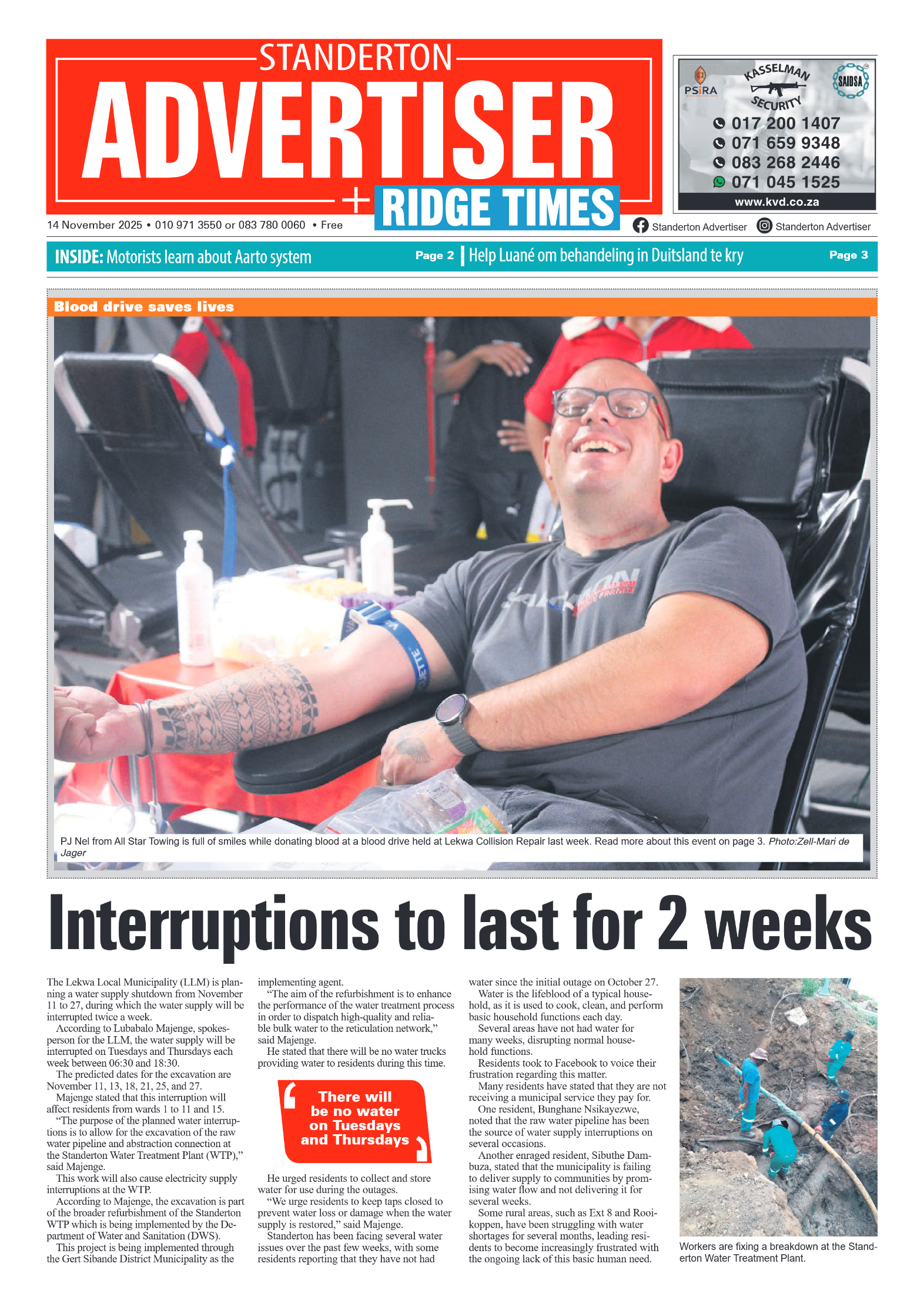 Standerton Advertiser 14 November 2025 page 1