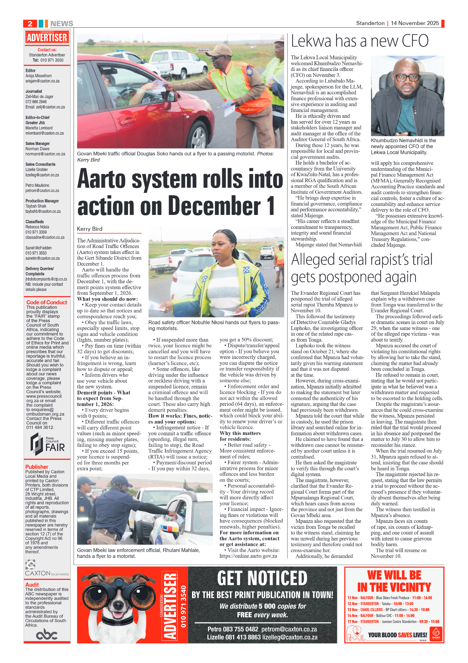 Standerton Advertiser 14 November 2025 page 2