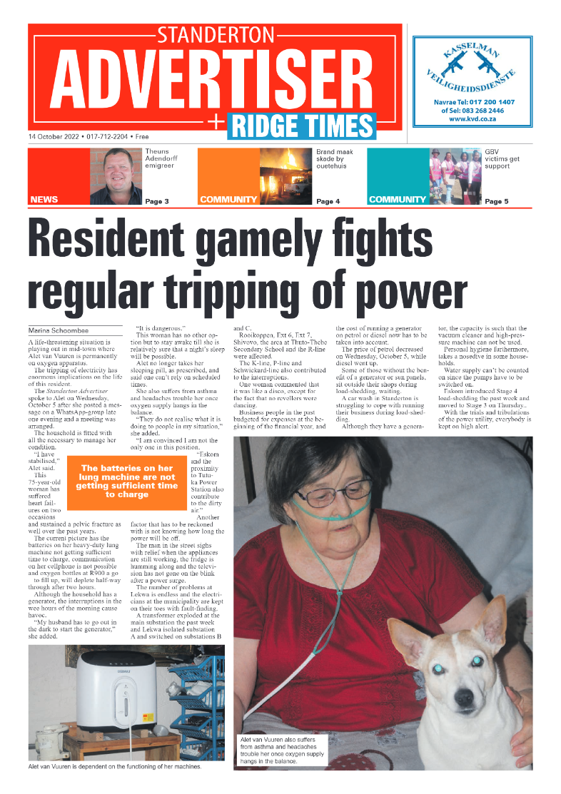 Standerton Advertiser 14 October 2022 page 1
