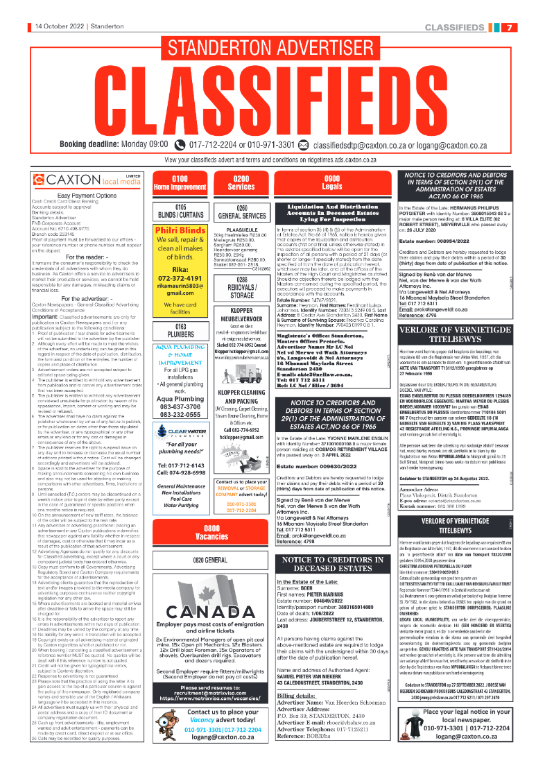Standerton Advertiser 14 October 2022 page 7