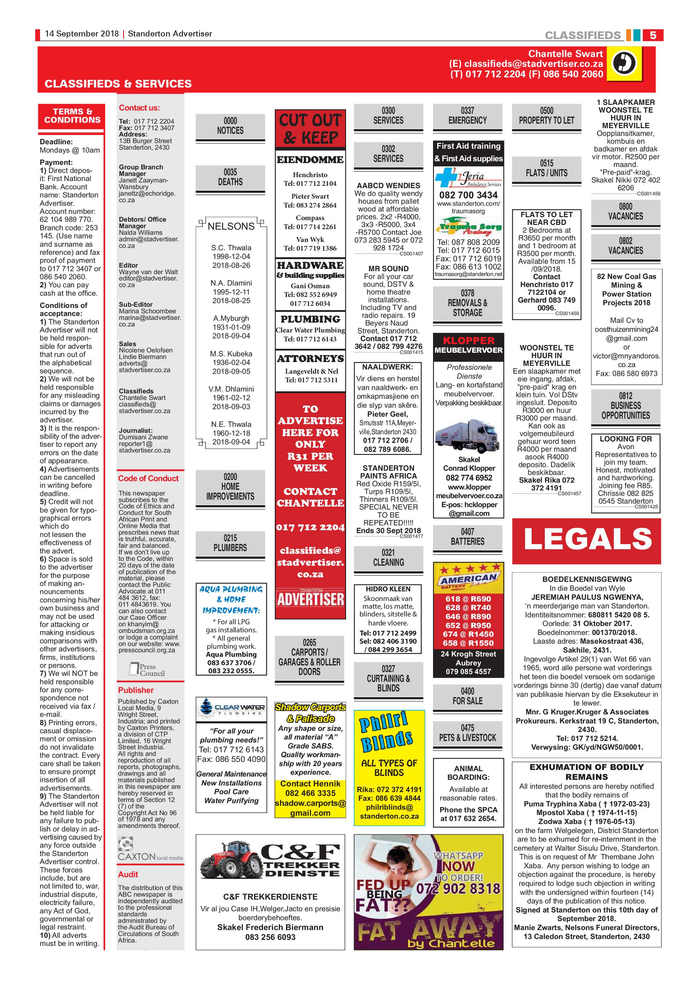 Standerton Advertiser 14 September 2018 page 5