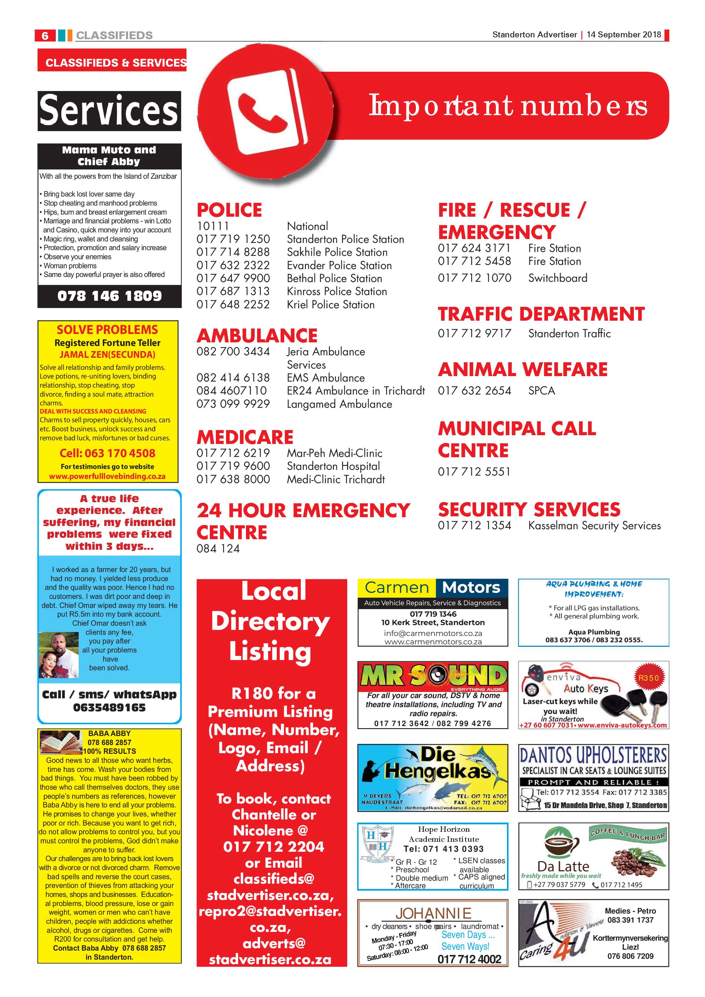 Standerton Advertiser 14 September 2018 page 6