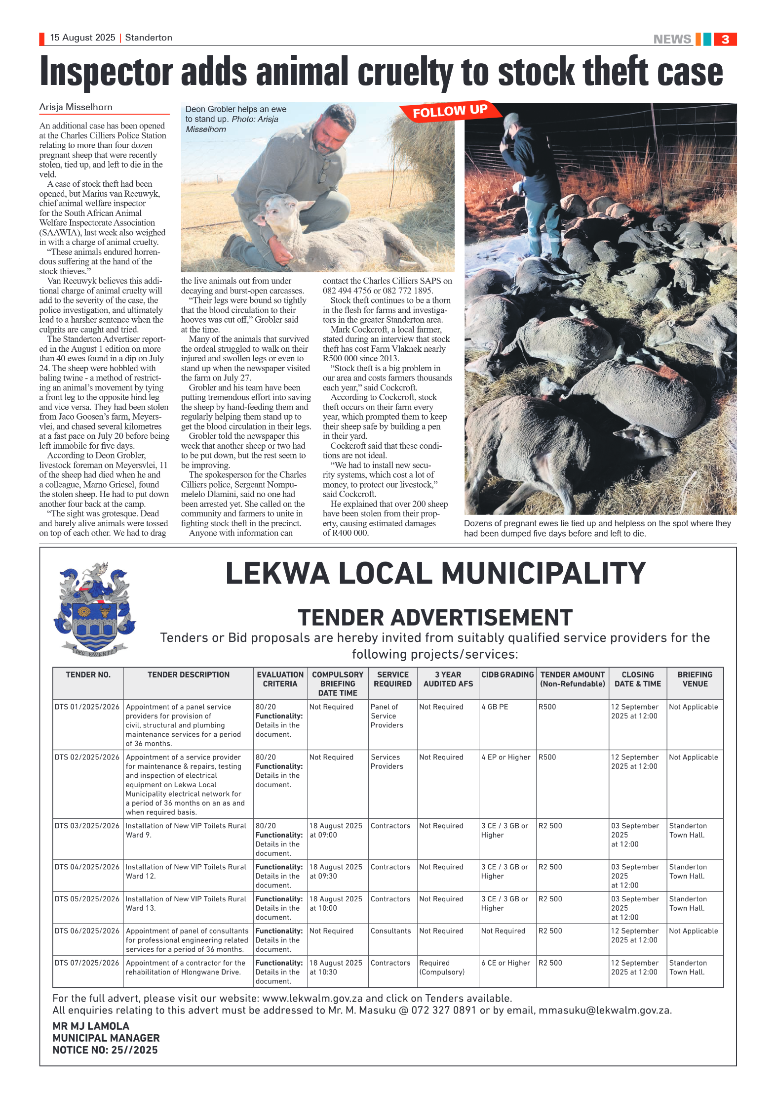 Standerton Advertiser 15 August 2025 page 3