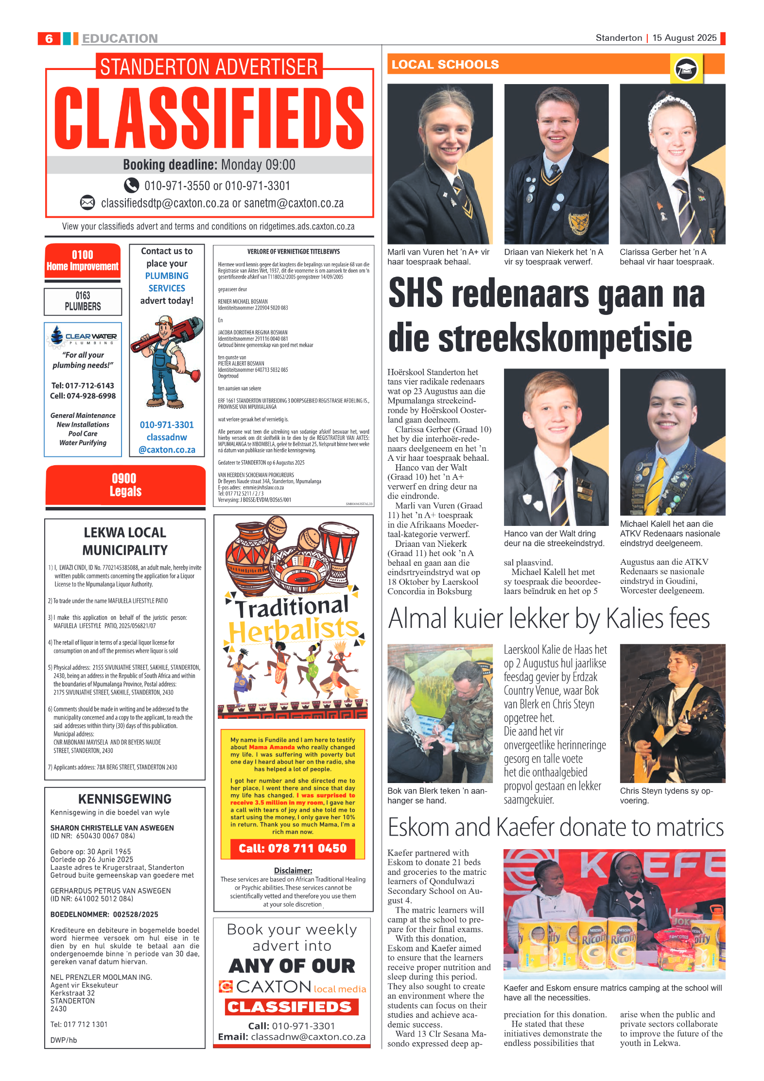 Standerton Advertiser 15 August 2025 page 6