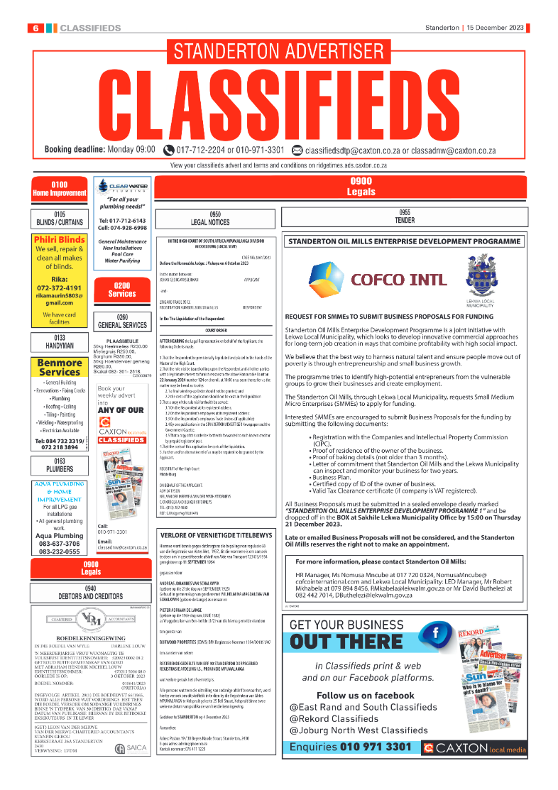Standerton Advertiser 15 December 2023 page 6