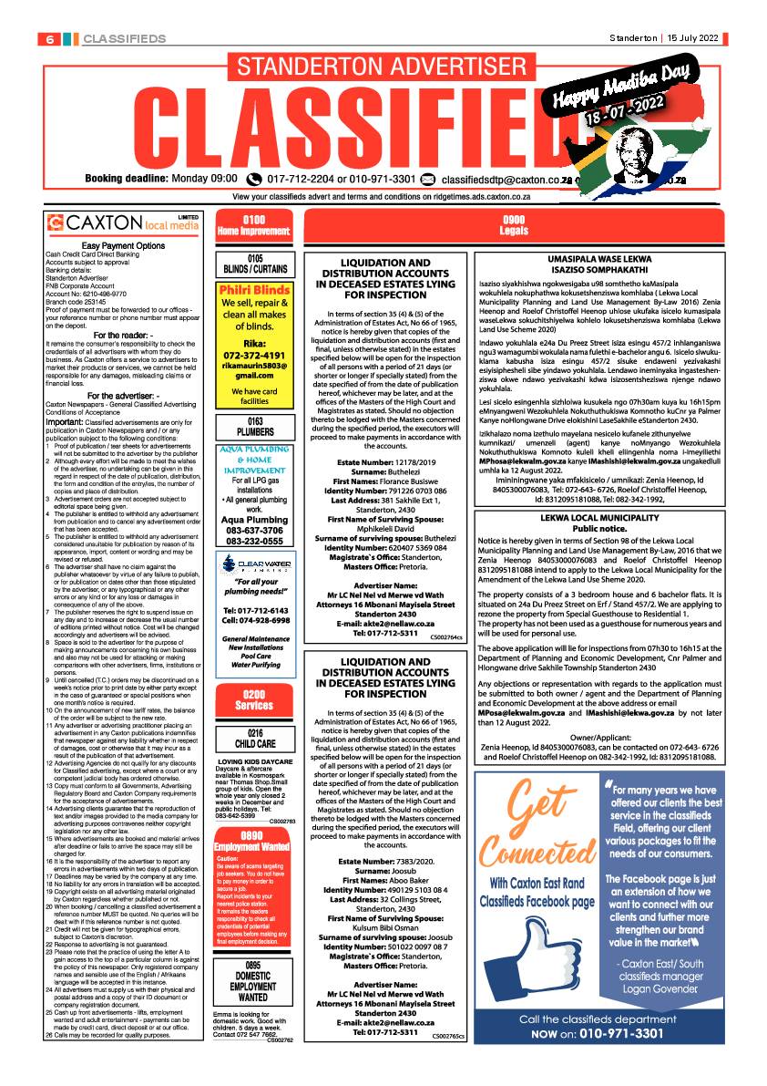 Standerton Advertiser 15 July 2022 page 6