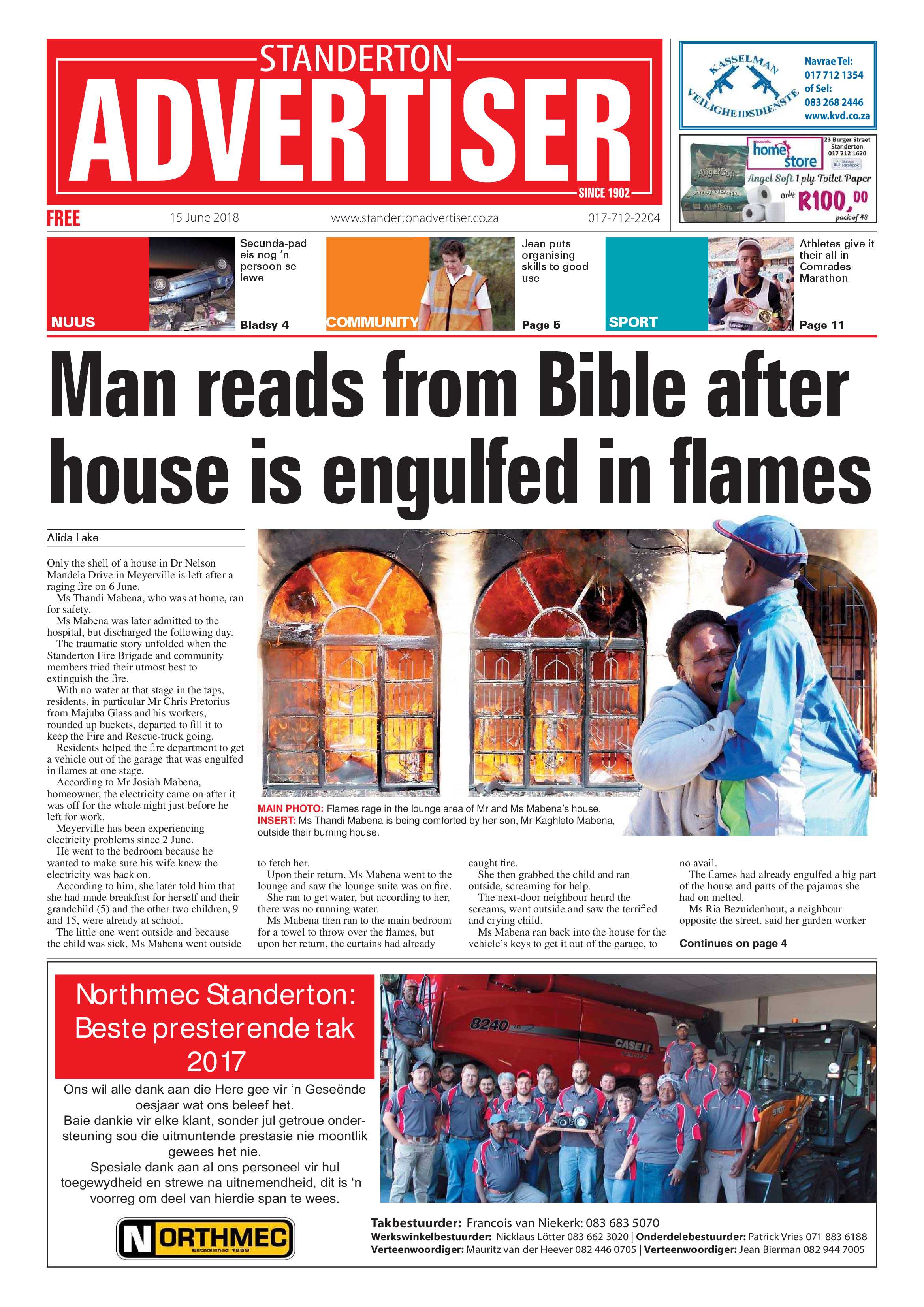 Standerton Advertiser 15 June 2018 page 1