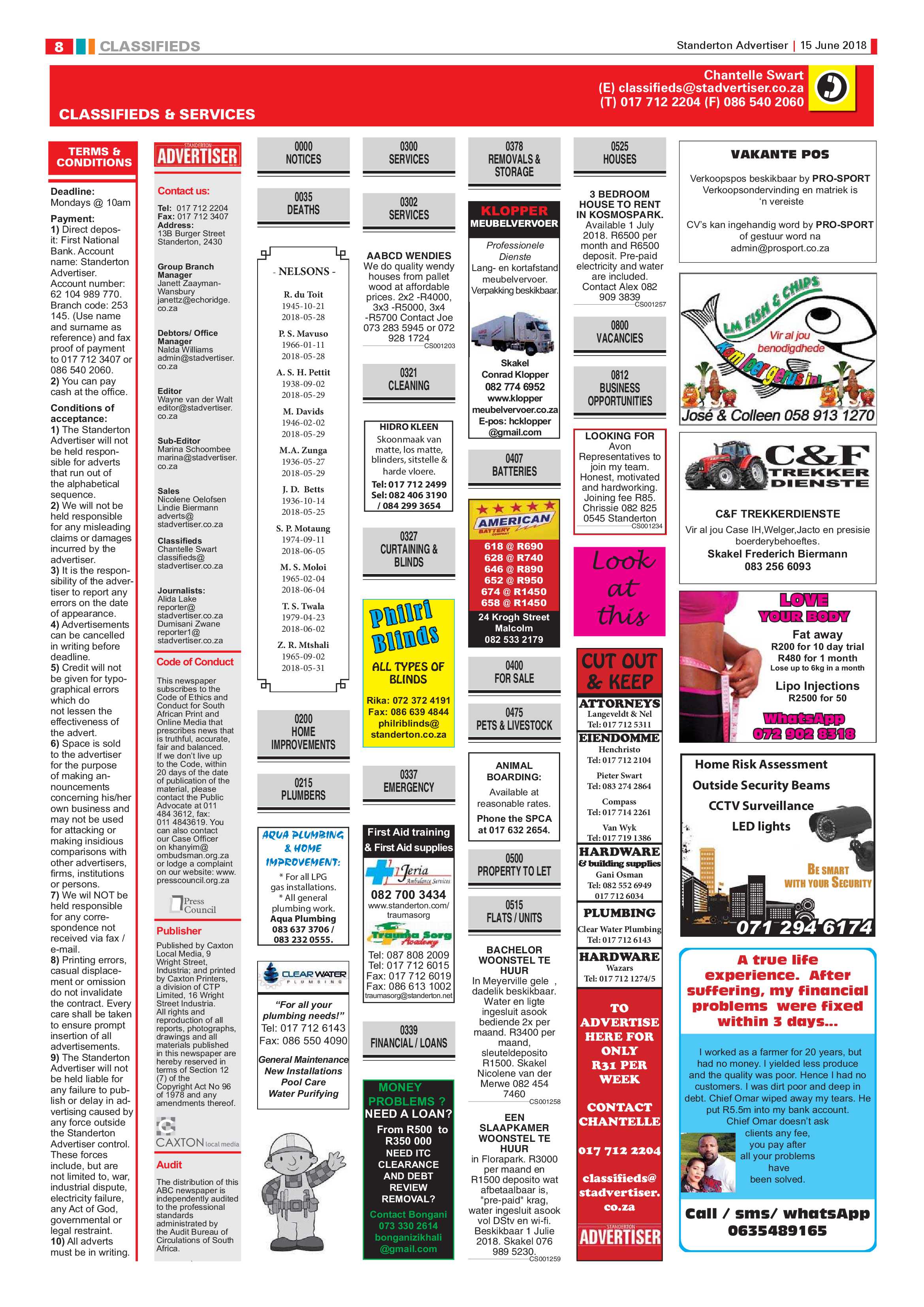 Standerton Advertiser 15 June 2018 page 8