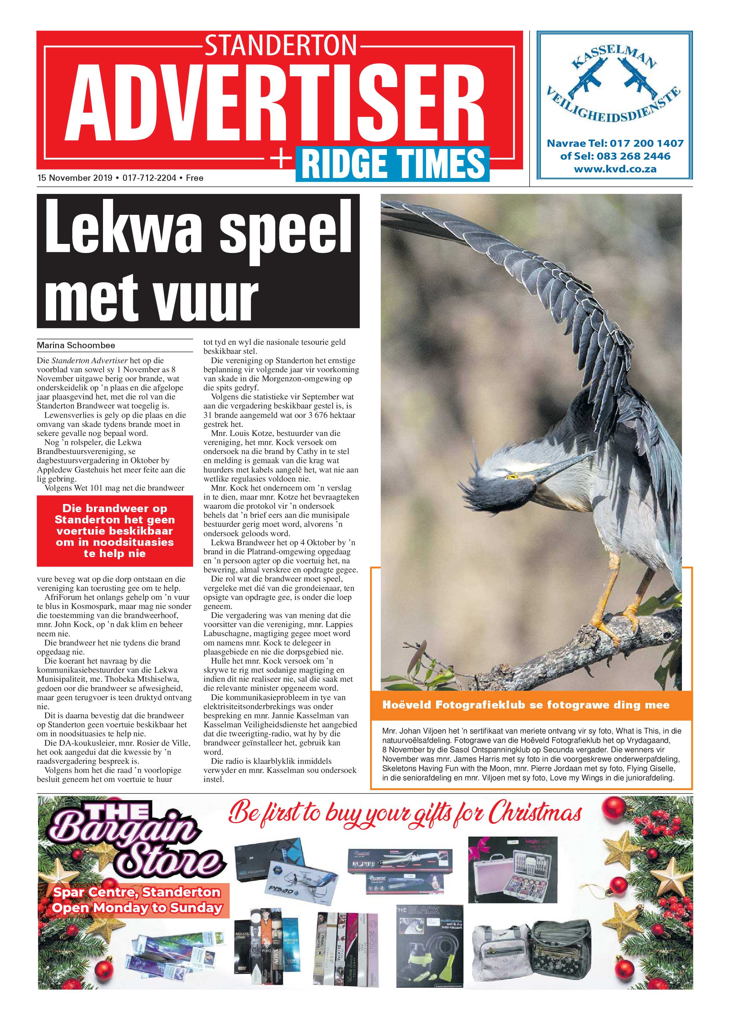 Standerton Advertiser 15 November 2019 page 1
