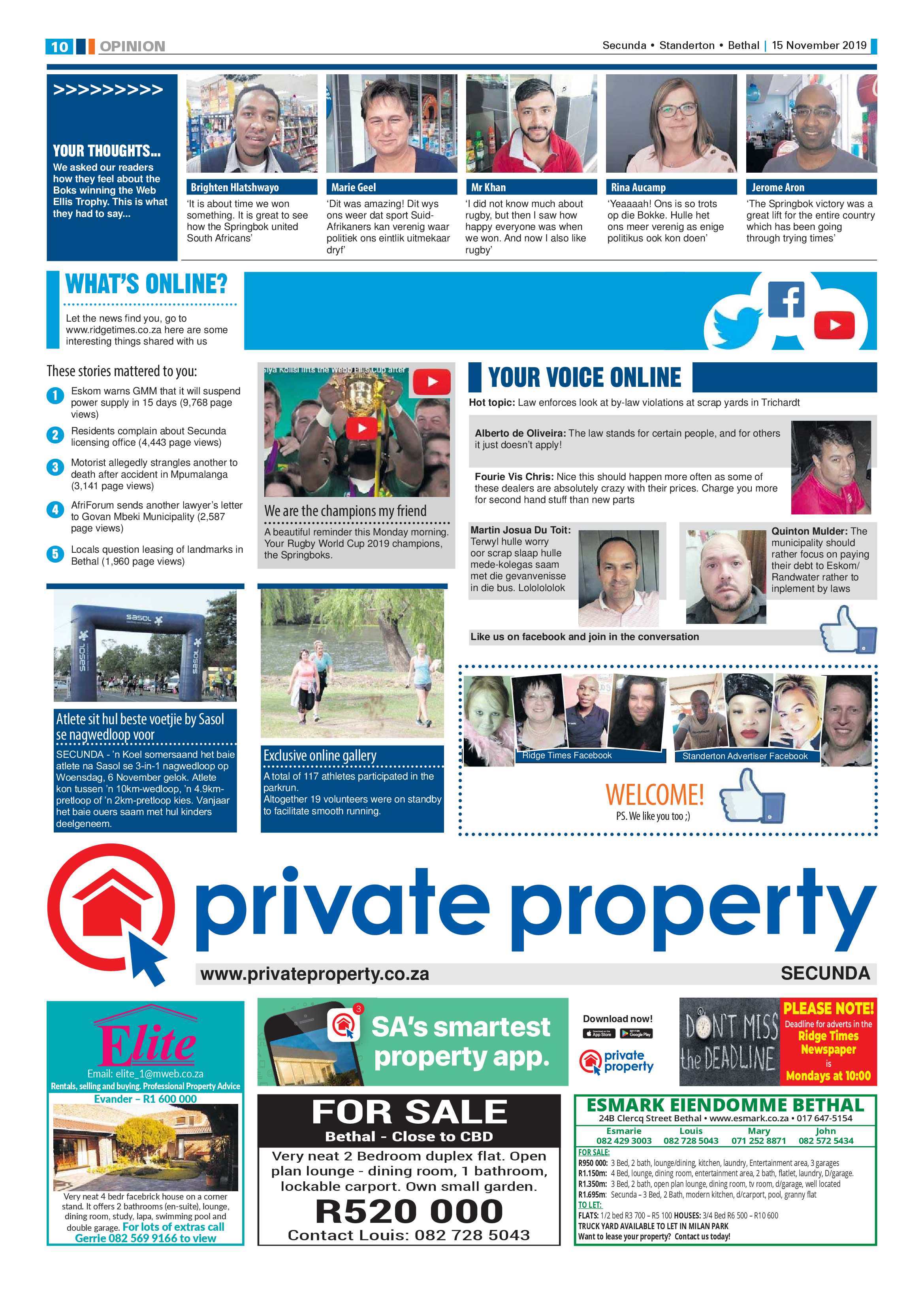 Standerton Advertiser 15 November 2019 page 10