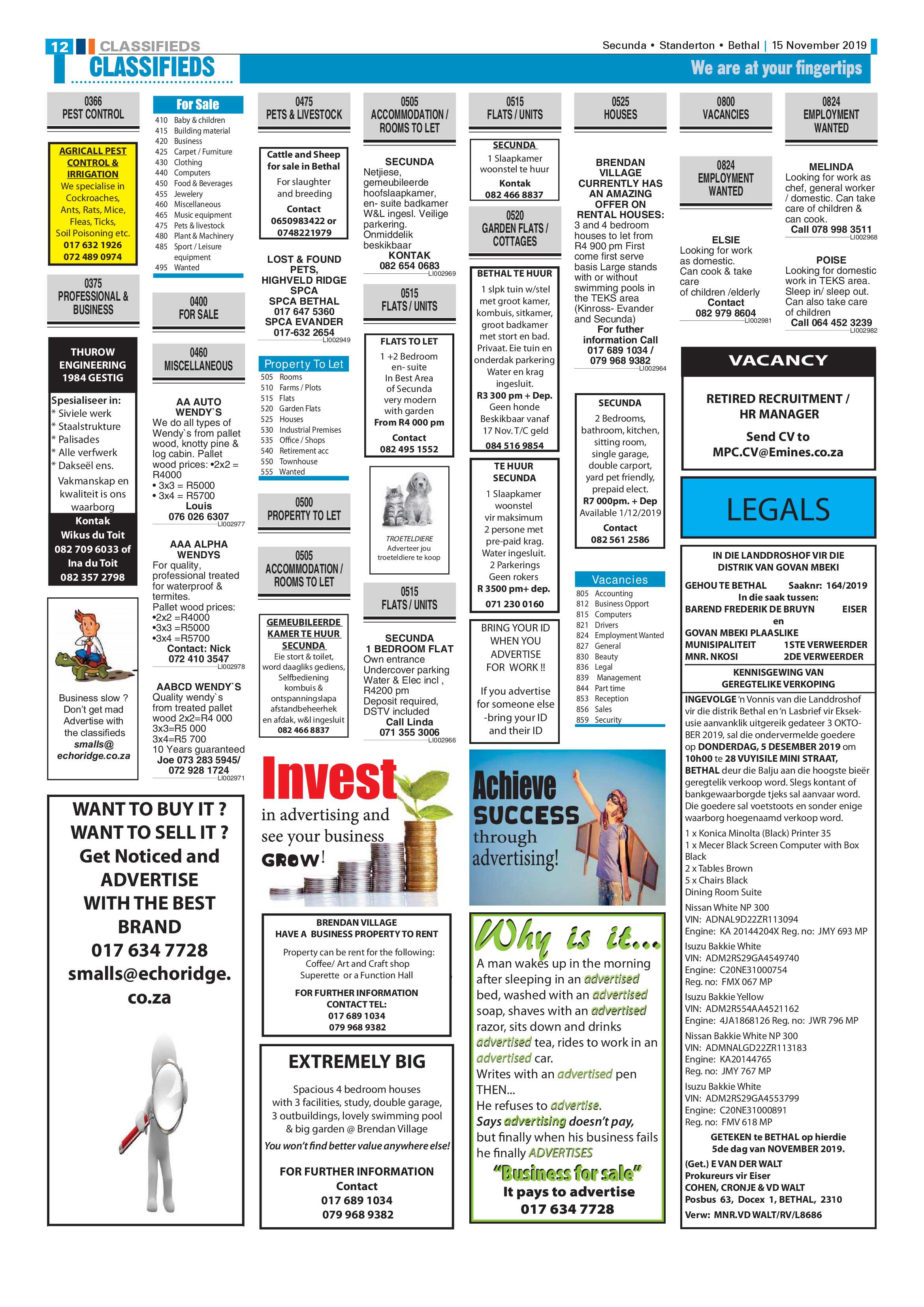 Standerton Advertiser 15 November 2019 page 12
