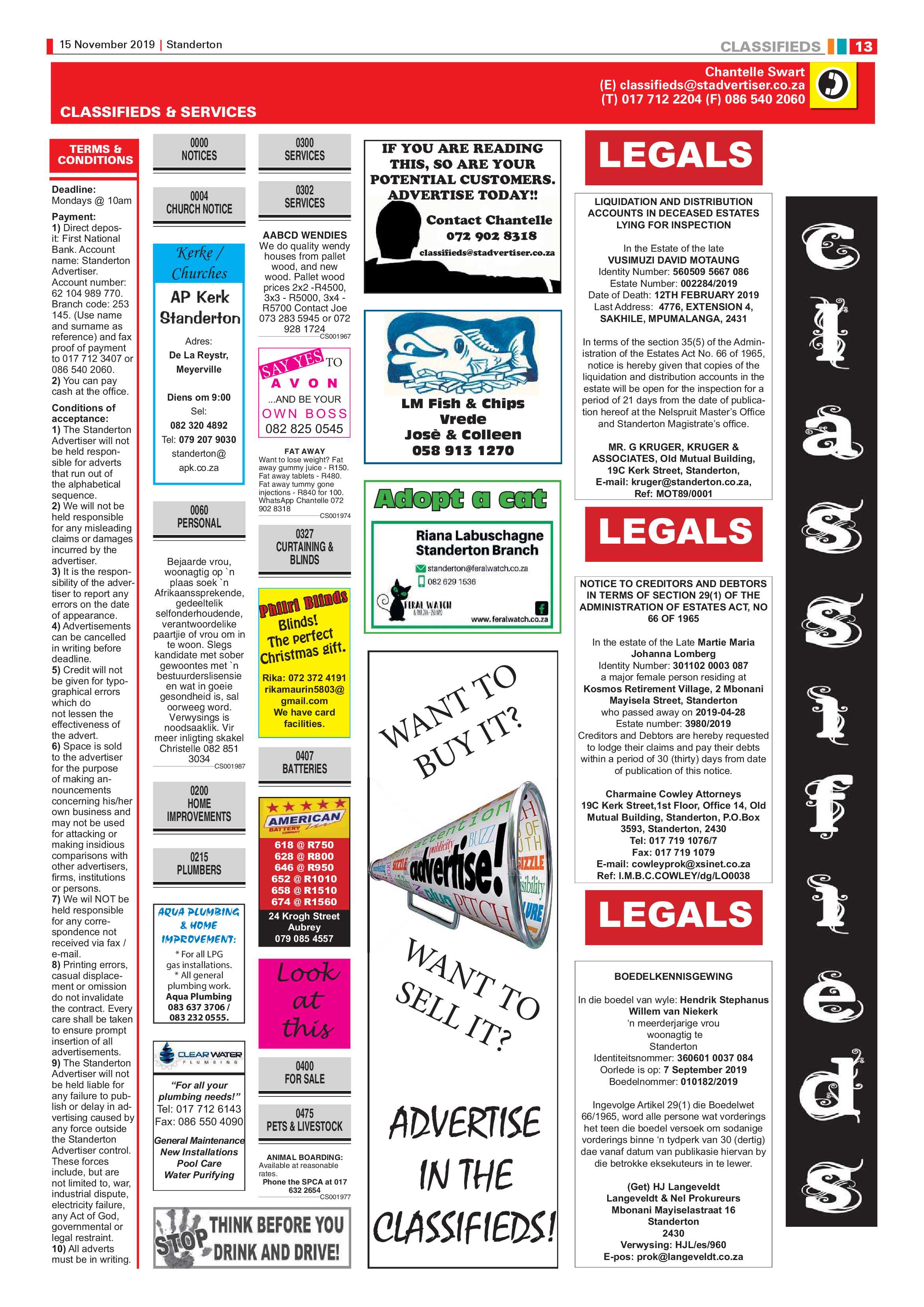 Standerton Advertiser 15 November 2019 page 13