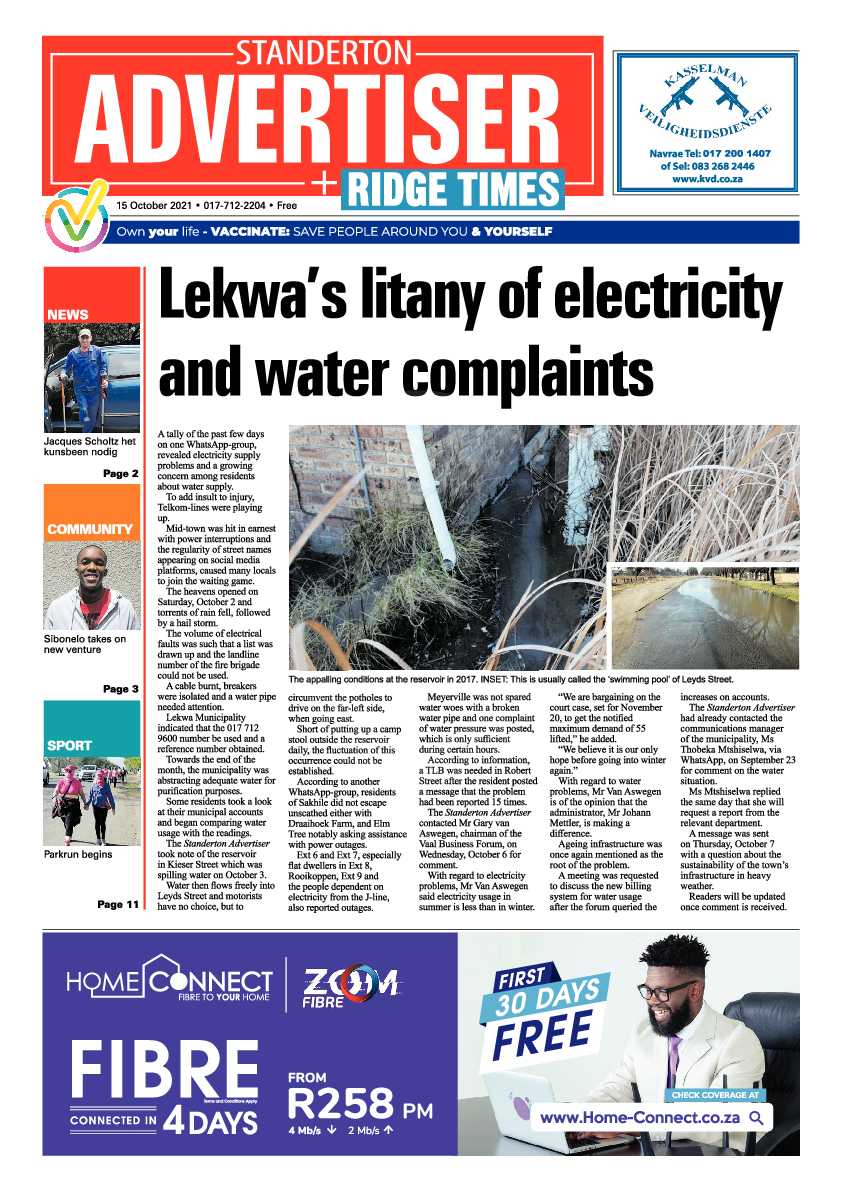 Standerton Advertiser 15 October 2021 page 1