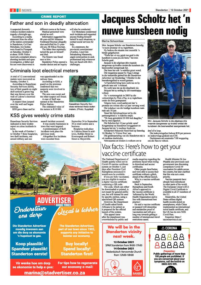 Standerton Advertiser 15 October 2021 page 2