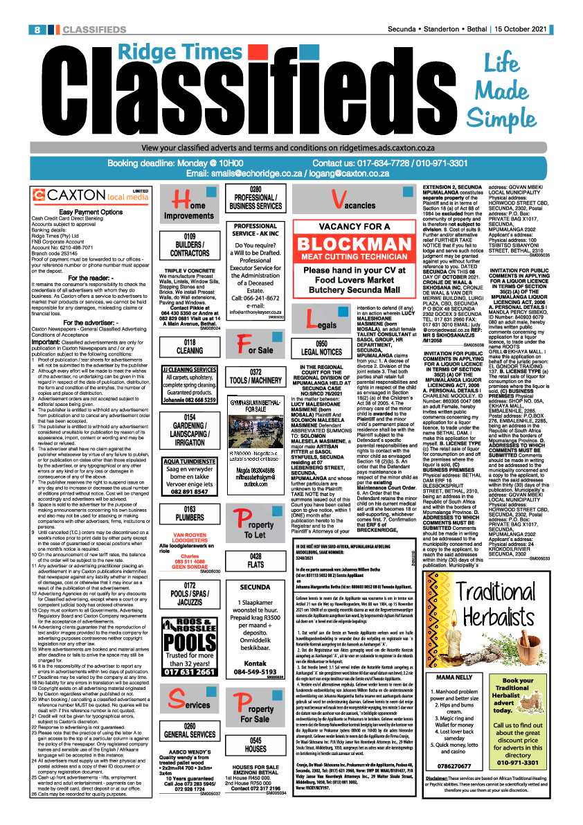 Standerton Advertiser 15 October 2021 page 8