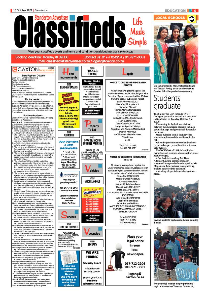 Standerton Advertiser 15 October 2021 page 9
