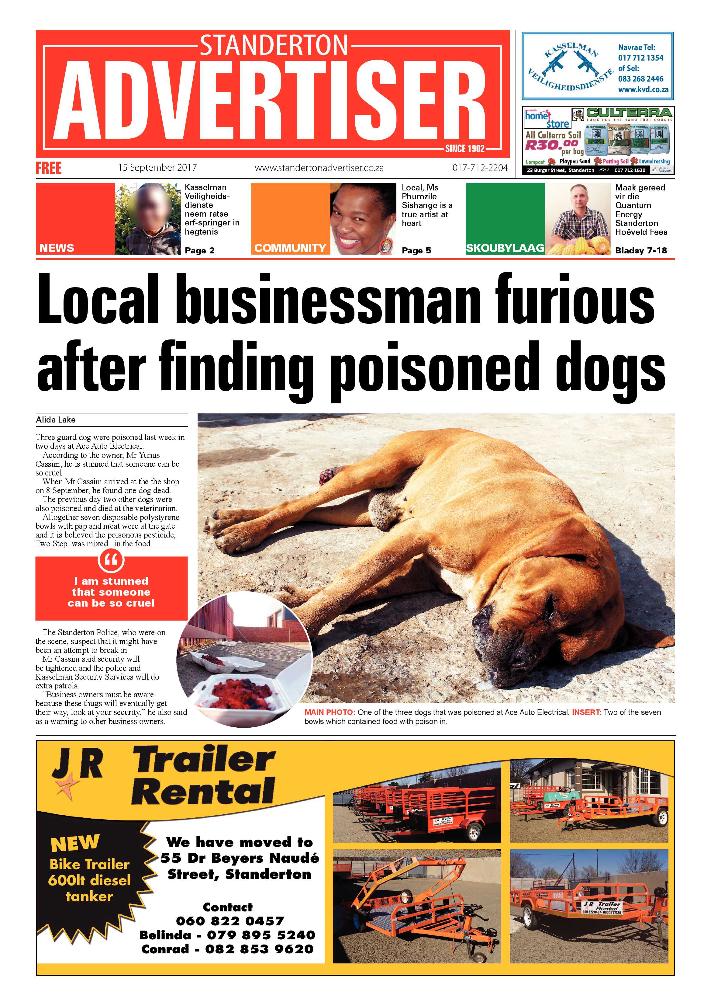 Standerton Advertiser 15 September 2017 page 1