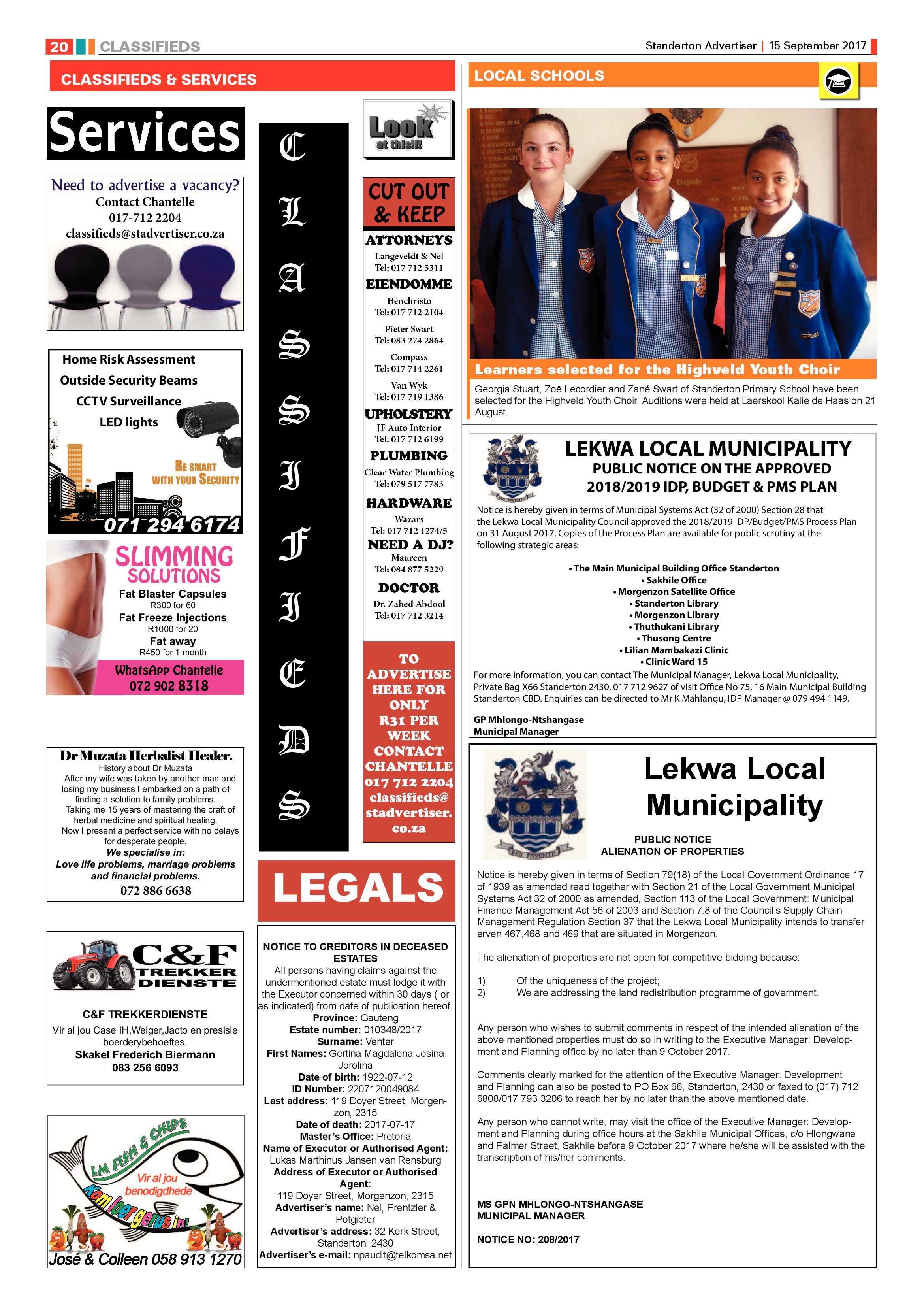 Standerton Advertiser 15 September 2017 page 19