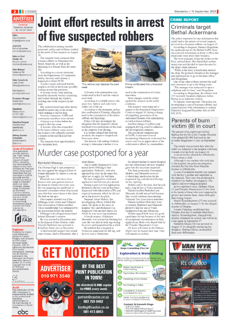 Standerton Advertiser 15 September 2023 page 2