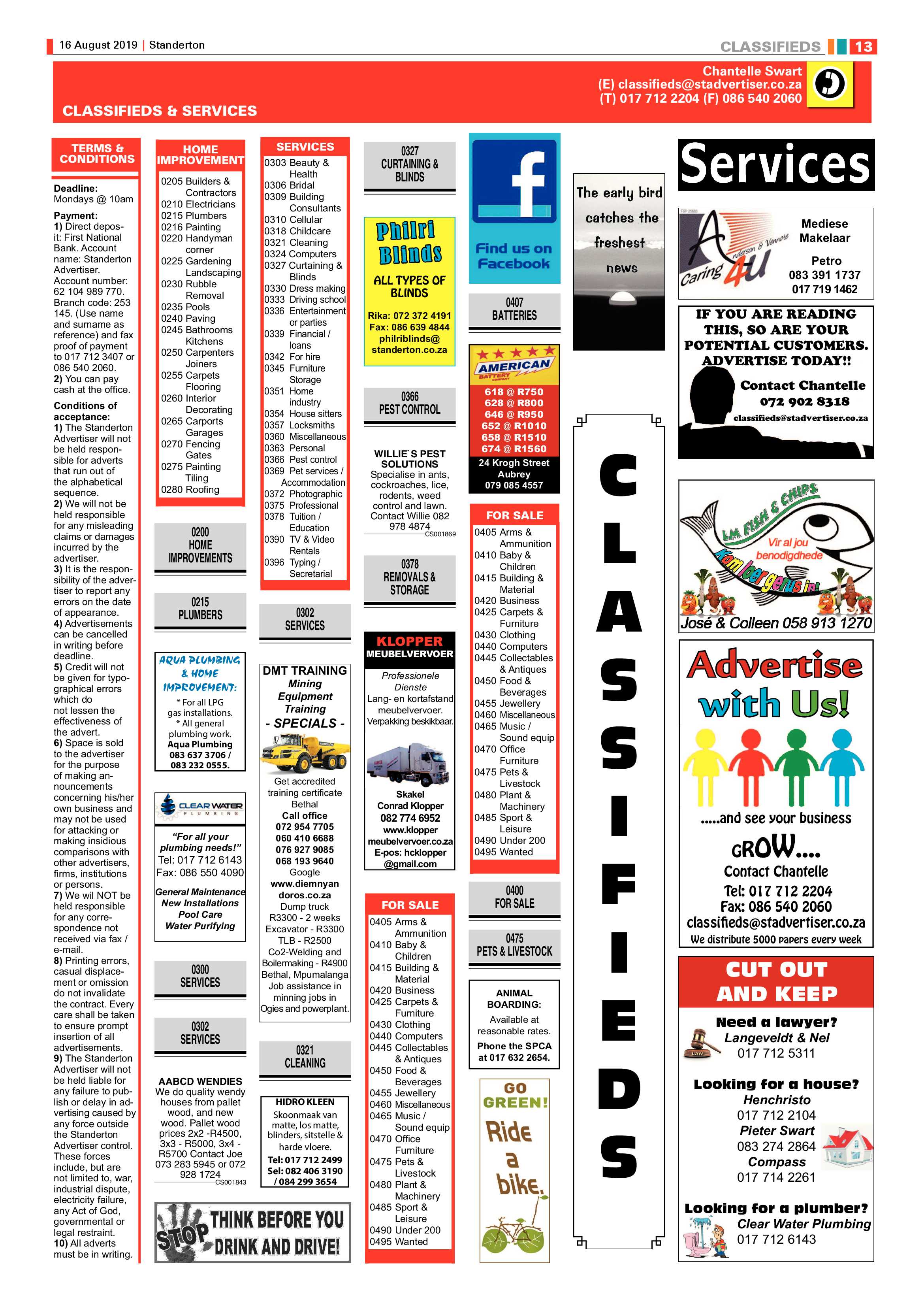 Standerton Advertiser 16 August 2019 page 13