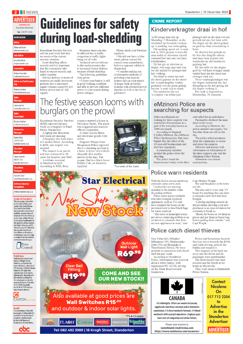 Standerton Advertiser 16 Dec 2022 page 2