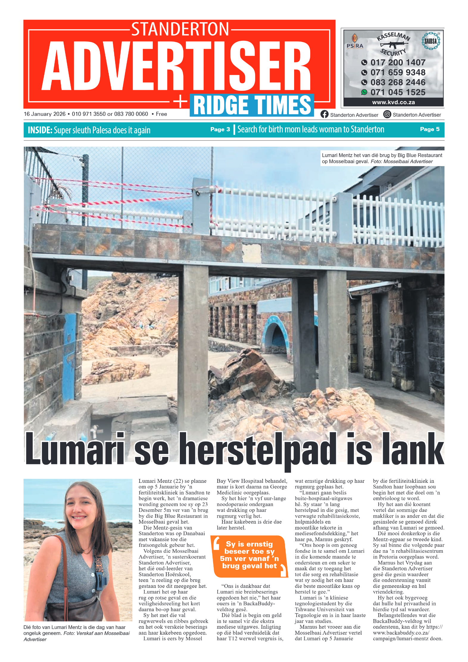 Standerton Advertiser 16 January 2026 page 1