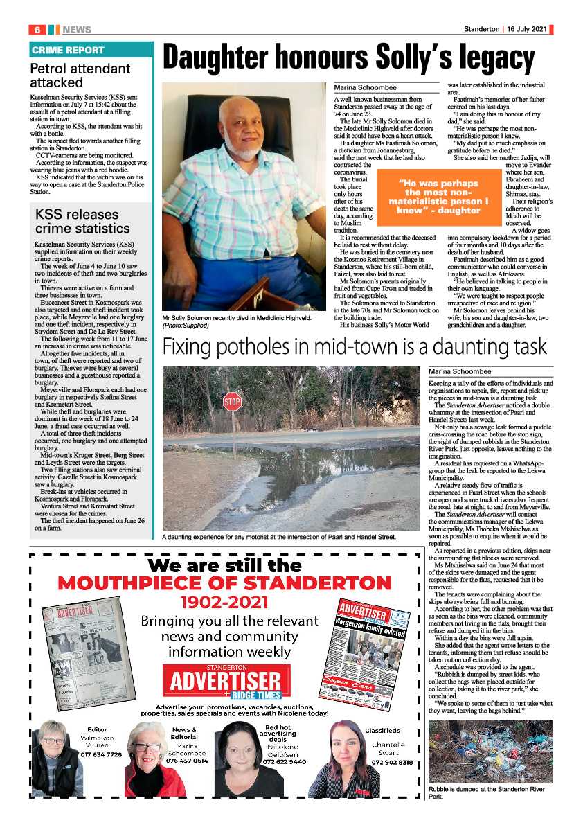 Standerton Advertiser 16 July 2021 page 6