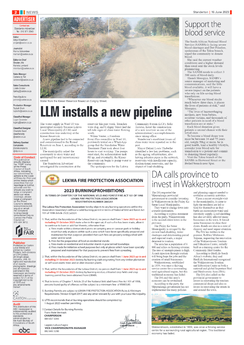 Standerton Advertiser 16 June 2023 page 2