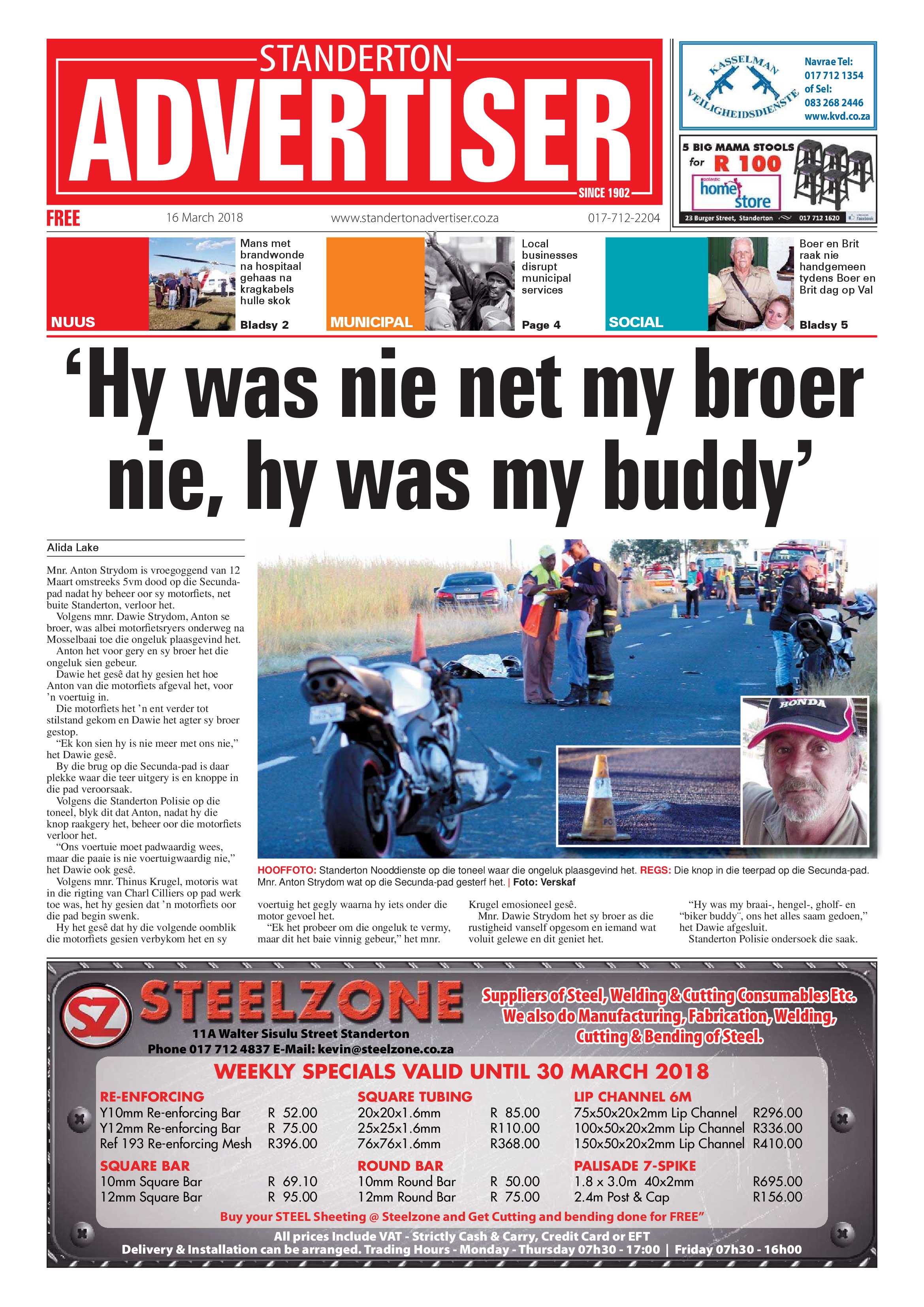 Standerton Advertiser 16 March 2018 page 1