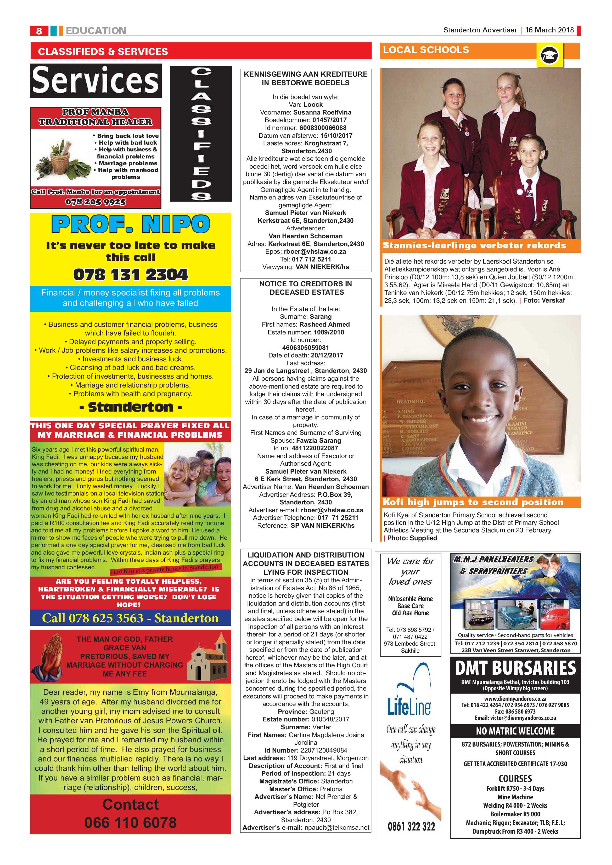 Standerton Advertiser 16 March 2018 page 8