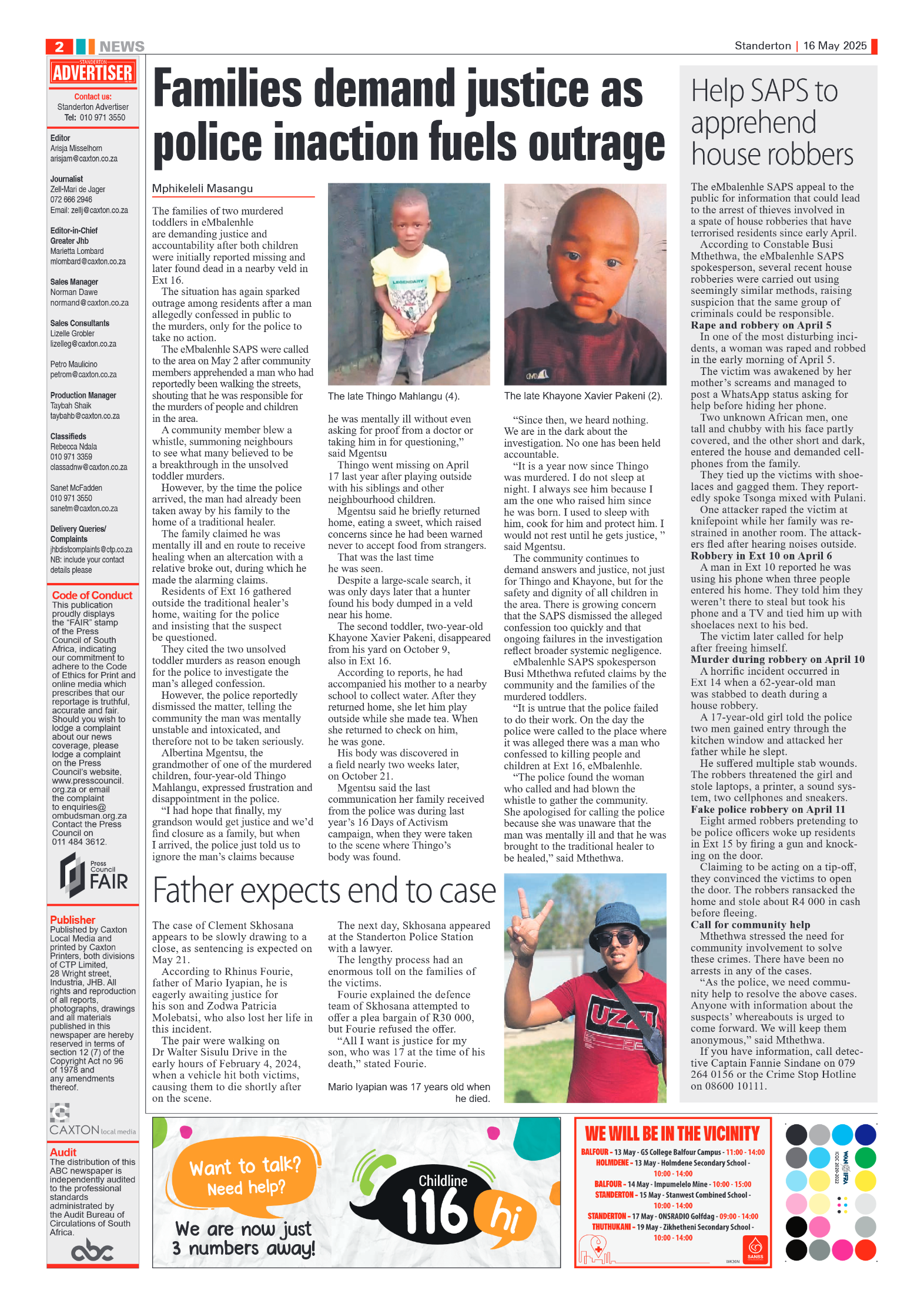 Standerton Advertiser 16 May 2025 page 2