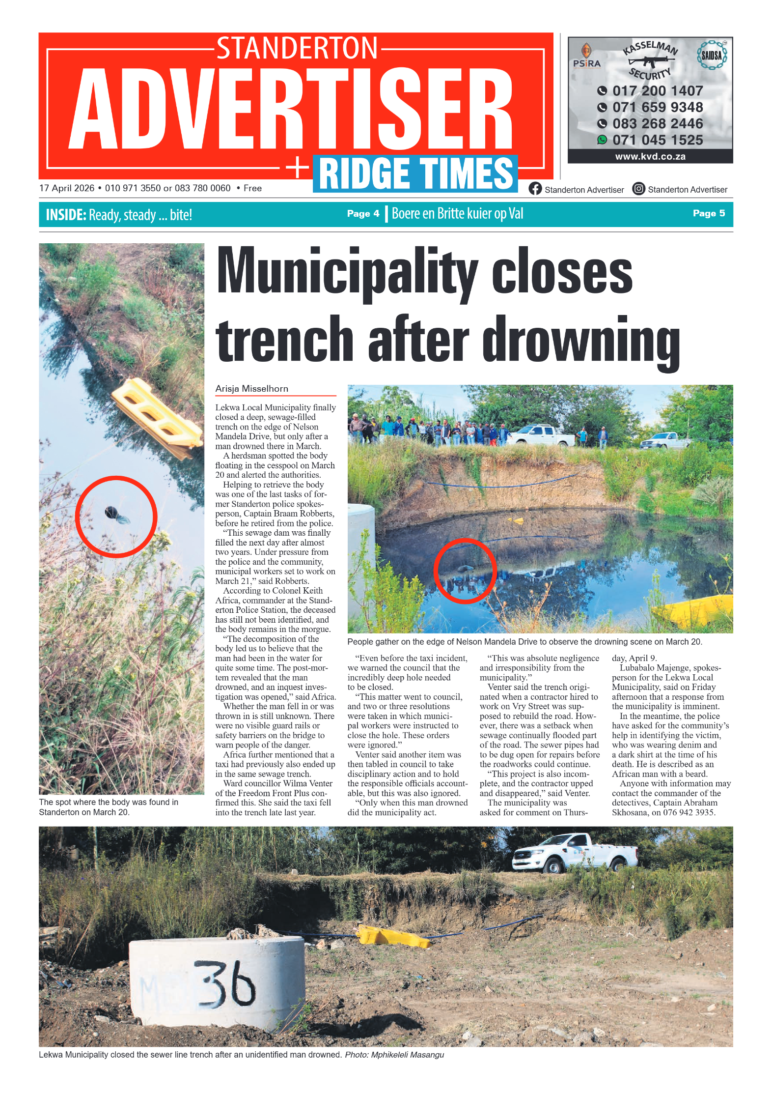 Standerton Advertiser 17 April 2026 page 1